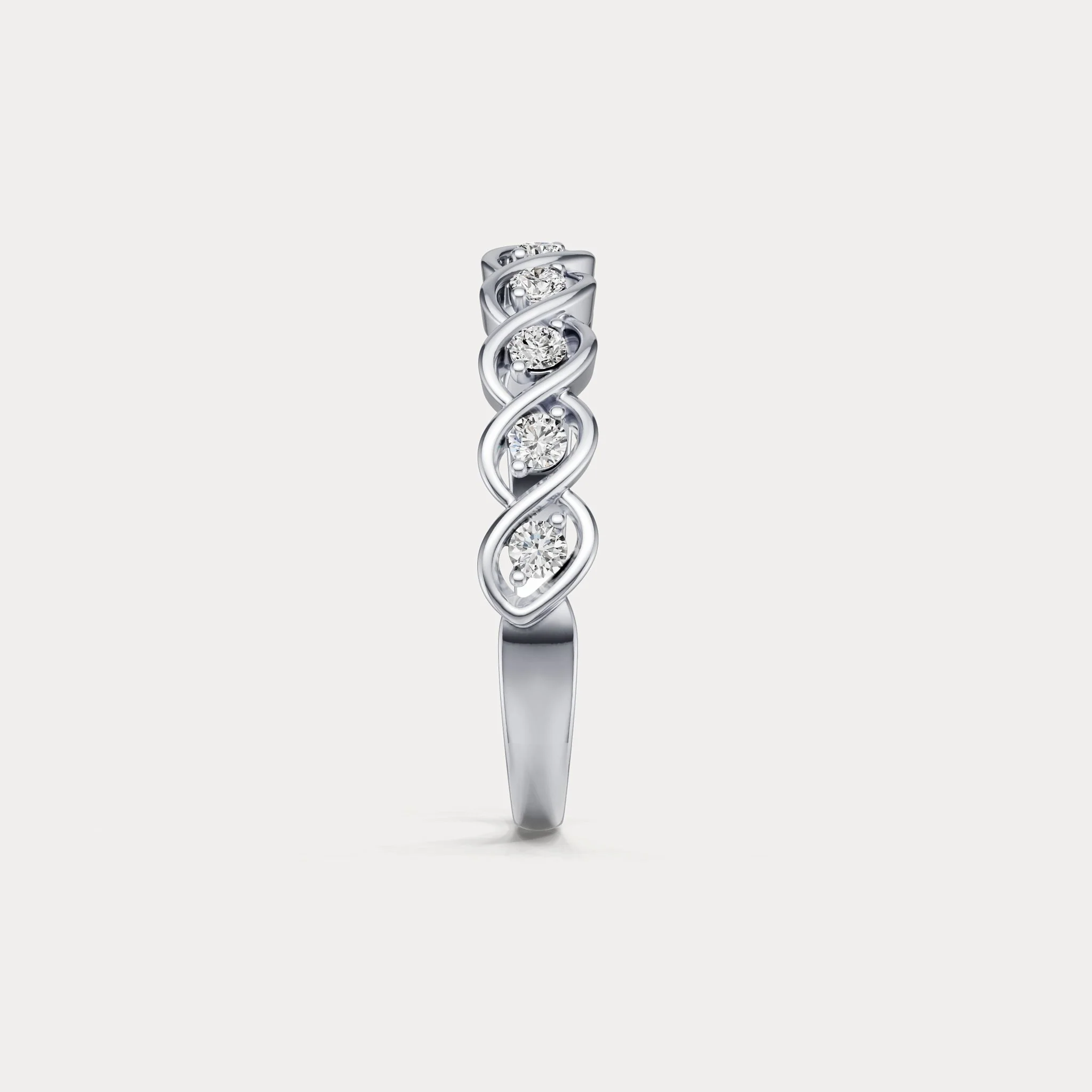 Round Lab-Grown Diamond Twist Band Ring in Sterling Silver - Image 4