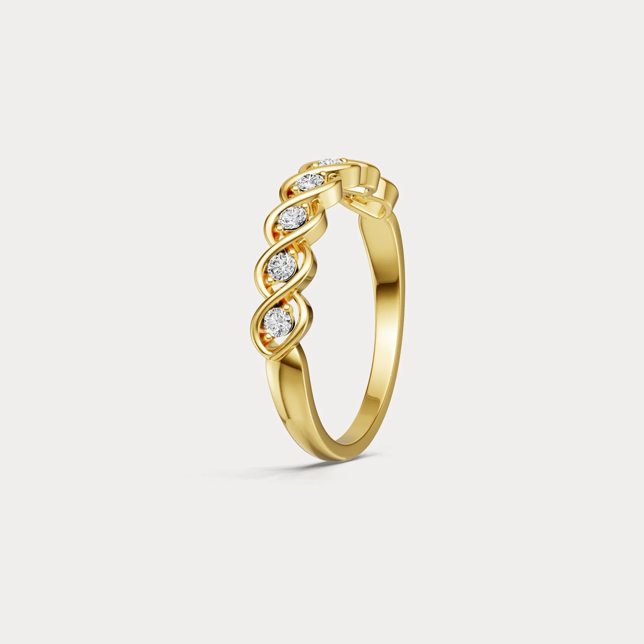 Round Lab-Grown Diamond Twist Band Ring in Sterling Silver - Image 7