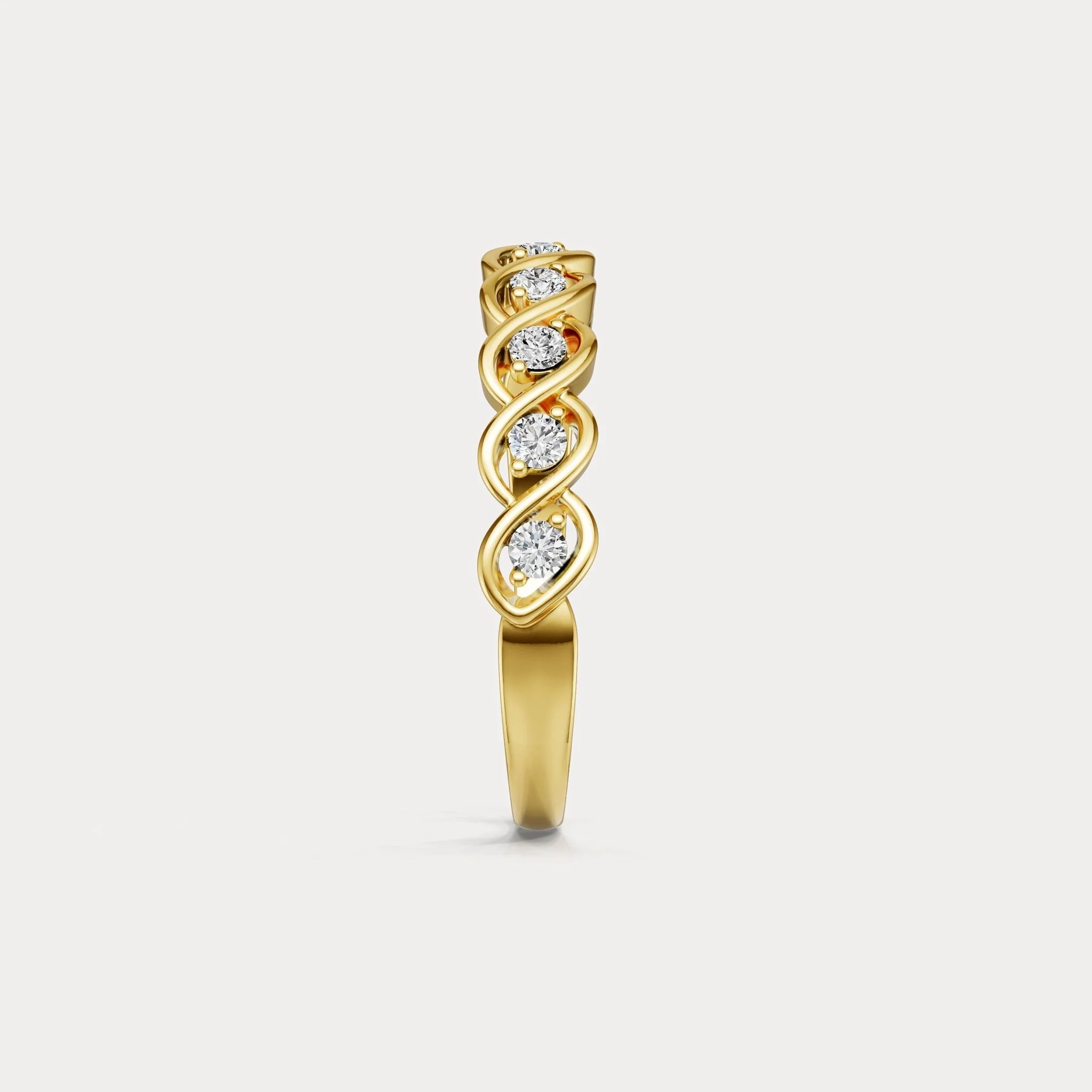 Round Lab-Grown Diamond Twist Band Ring in Sterling Silver - Image 9