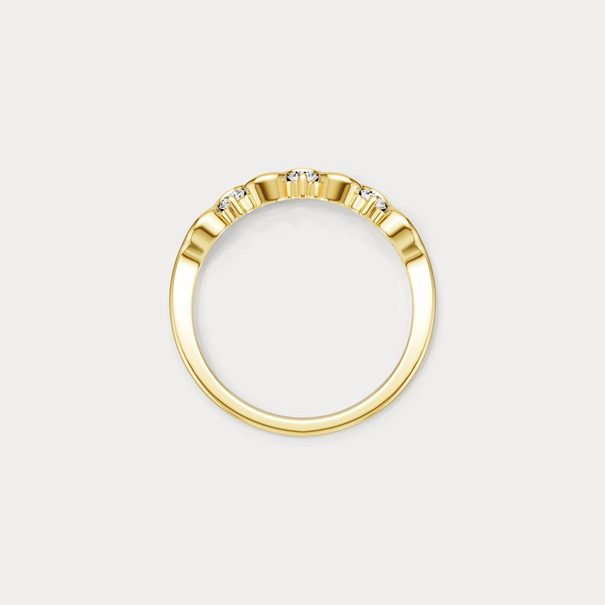 Round Lab-Grown Diamond Wave Half Eternity Ring in Sterling Silver - Image 14
