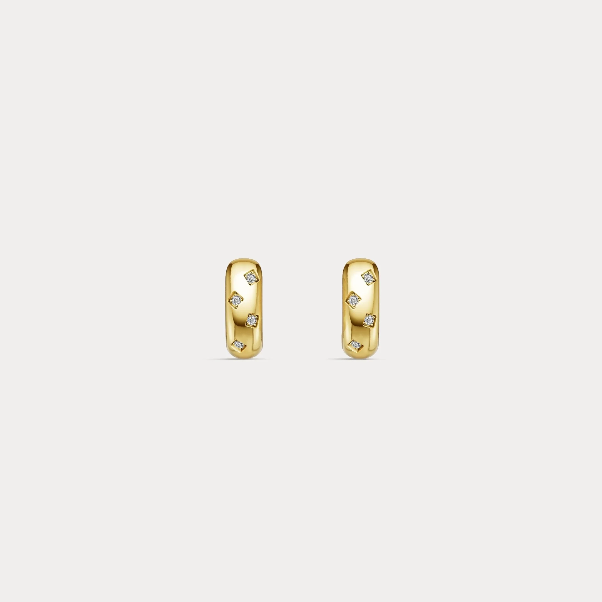 Scattered Lab-Grown Diamond Huggie Hoop Earrings in Sterling Silver - Image 10
