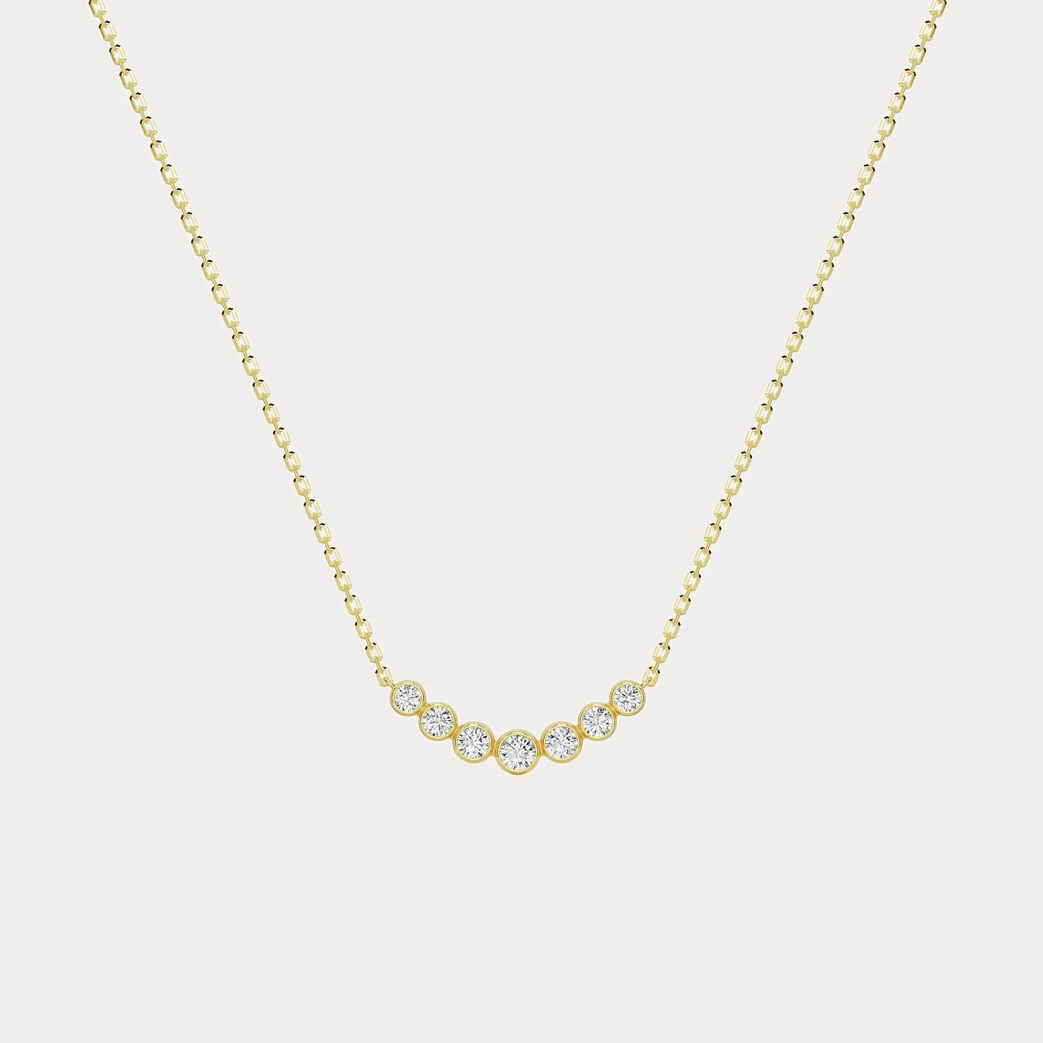 Seven-Stone Bezel-Set Lab-Grown Diamond Bar Necklace in 14K Gold/Platinum