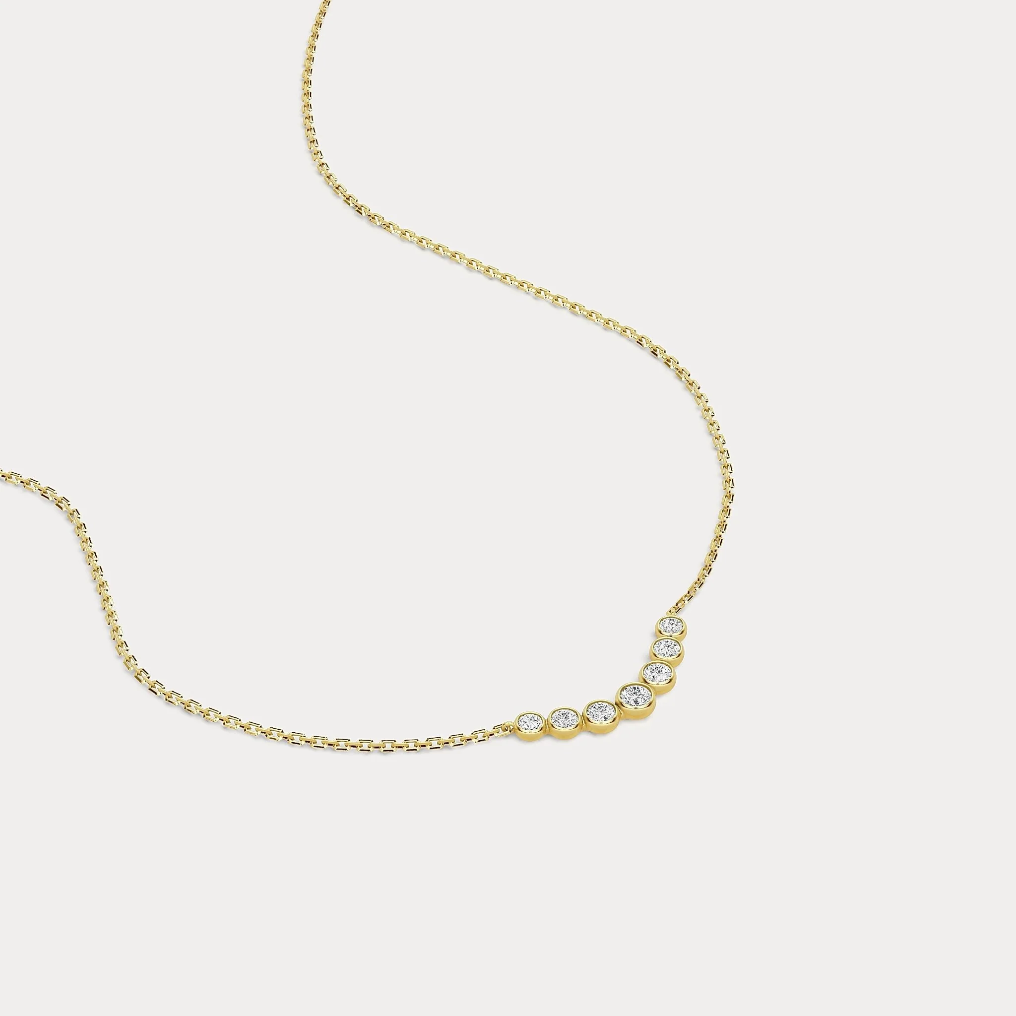 Seven-Stone Bezel-Set Lab-Grown Diamond Bar Necklace in 14K Gold/Platinum - Image 2