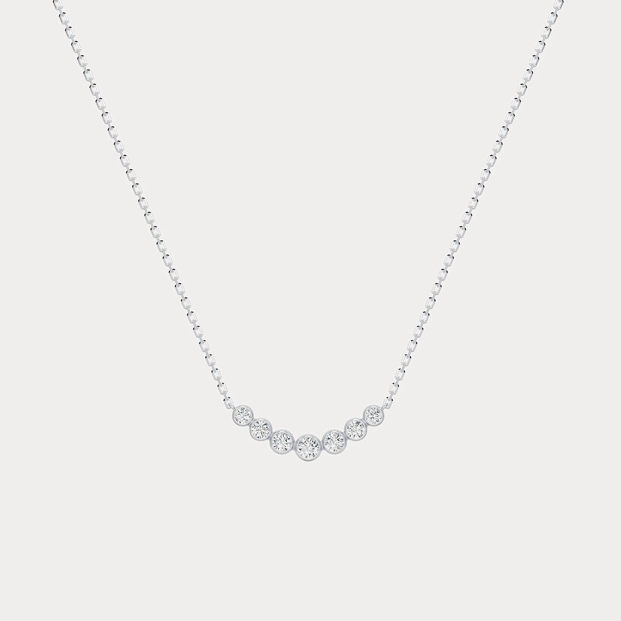 Seven-Stone Bezel-Set Lab-Grown Diamond Bar Necklace in 14K Gold/Platinum - Image 5