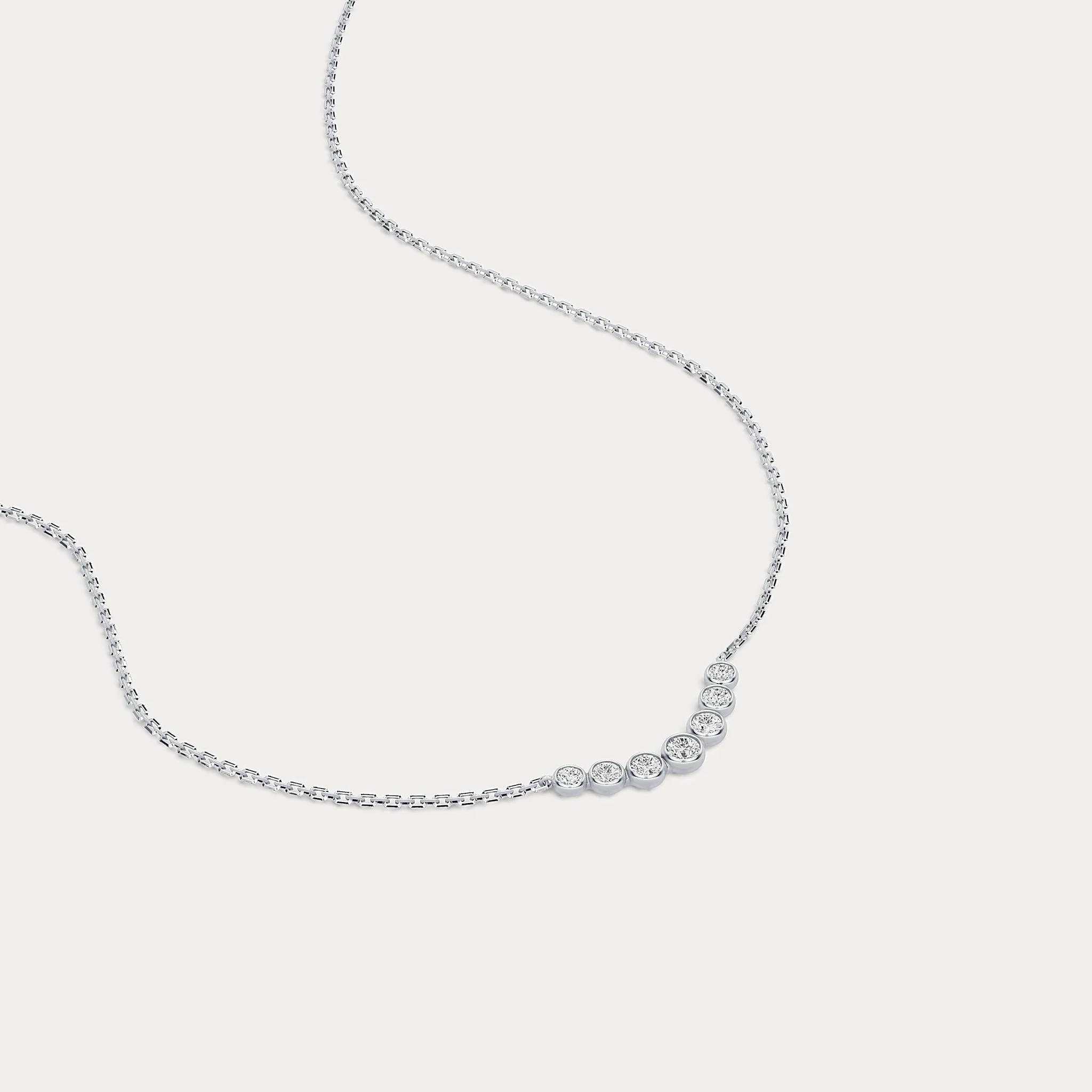 Seven-Stone Bezel-Set Lab-Grown Diamond Bar Necklace in 14K Gold/Platinum - Image 6
