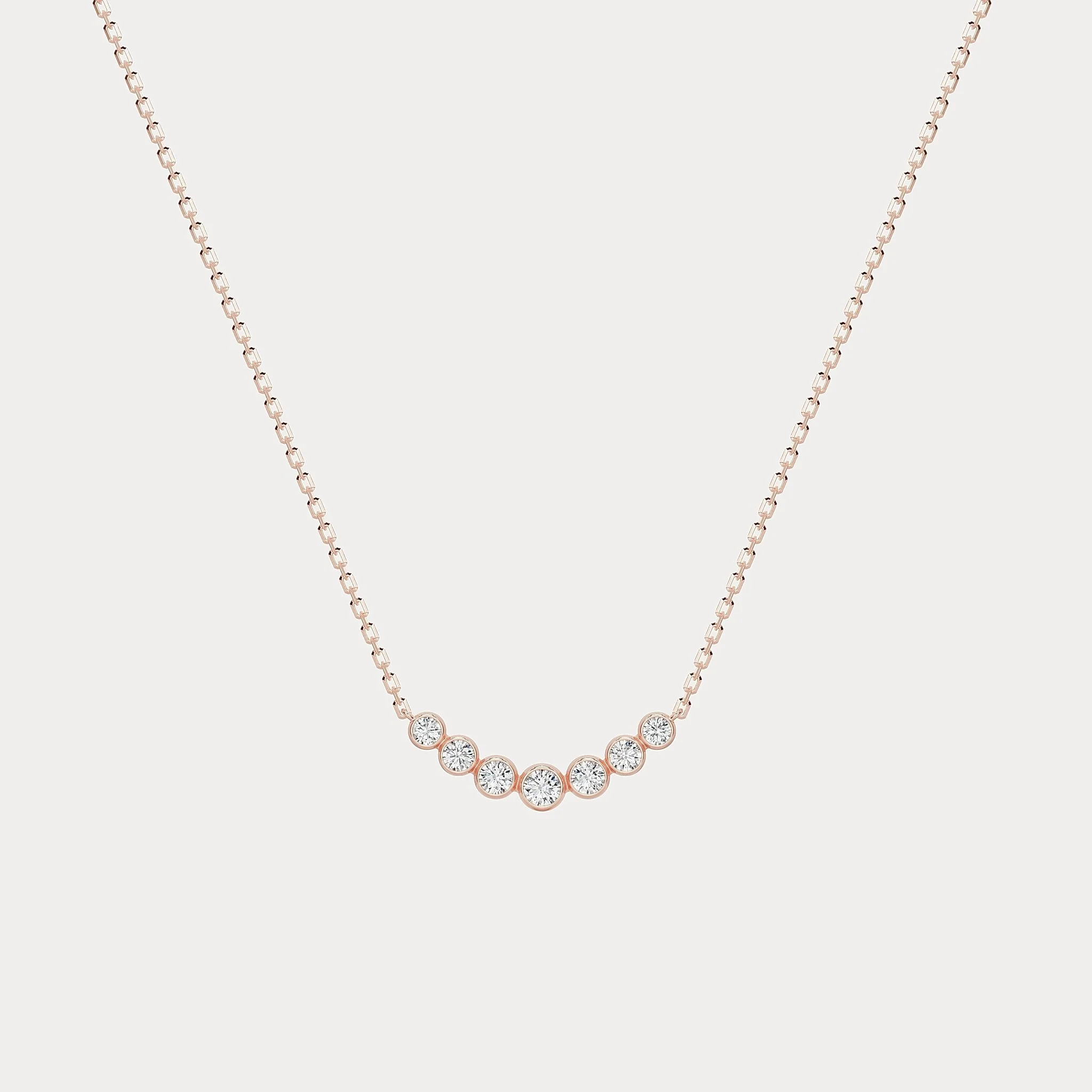 Seven-Stone Bezel-Set Lab-Grown Diamond Bar Necklace in 14K Gold/Platinum - Image 8