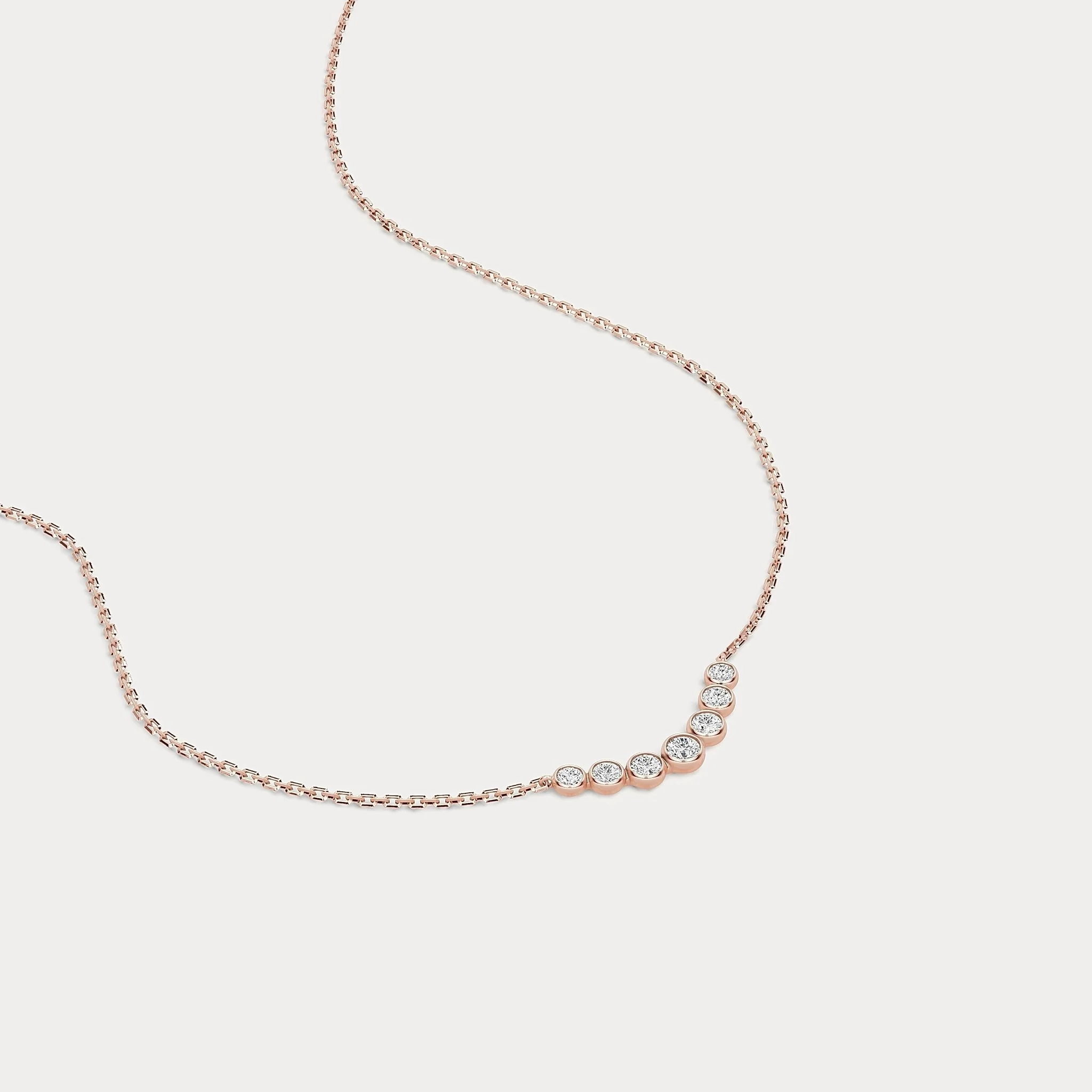 Seven-Stone Bezel-Set Lab-Grown Diamond Bar Necklace in 14K Gold/Platinum - Image 9