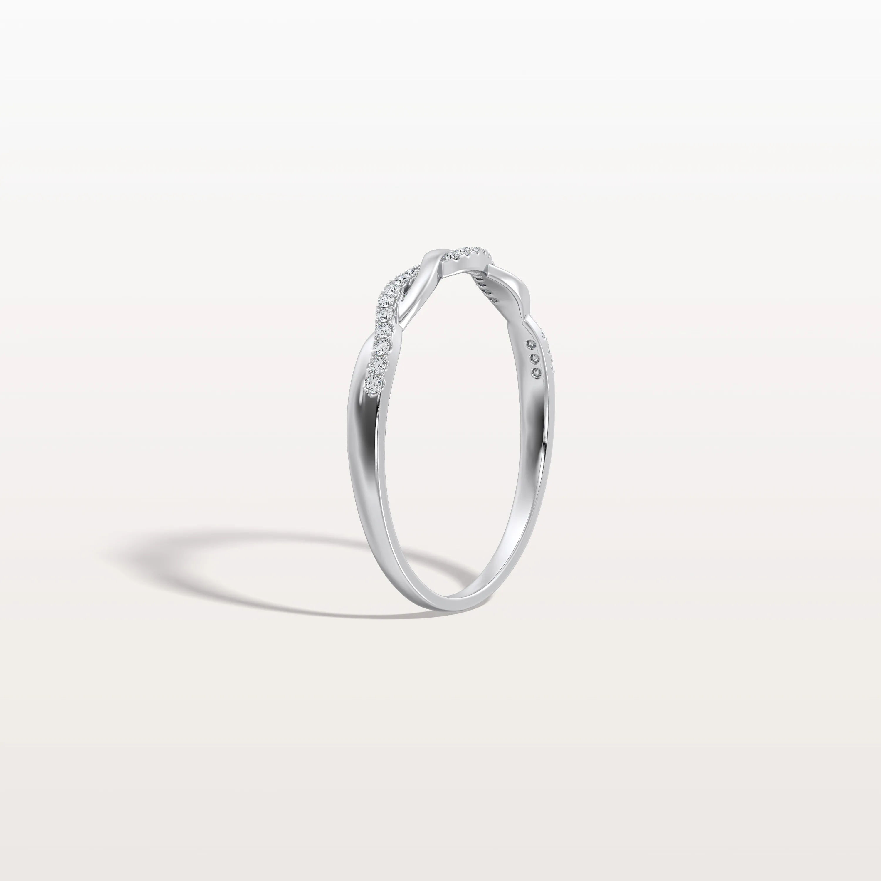 Stackable Pave Twisted Ring-14K Gold/Platinum Wedding Band - Image 10