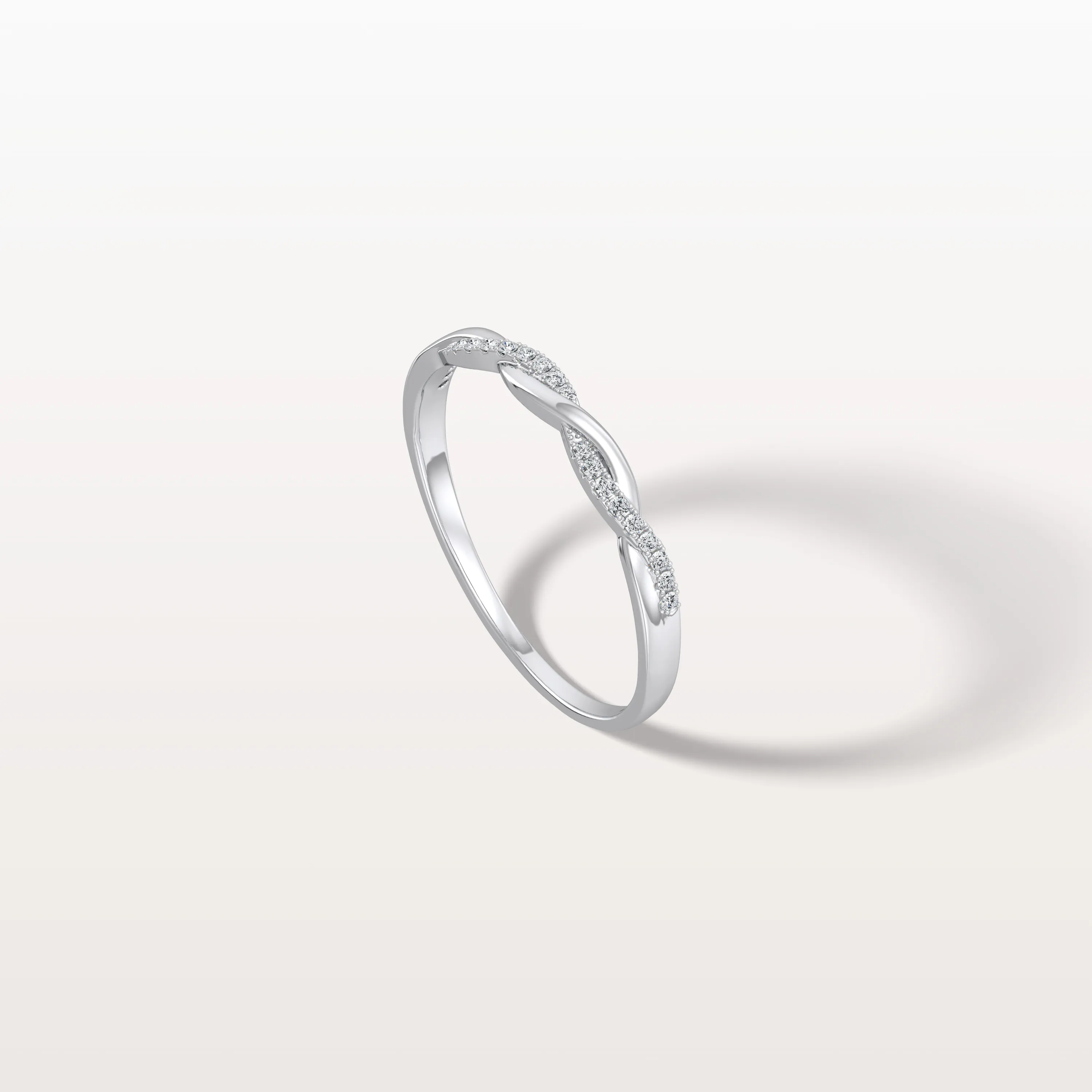 Stackable Pave Twisted Ring-14K Gold/Platinum Wedding Band - Image 11