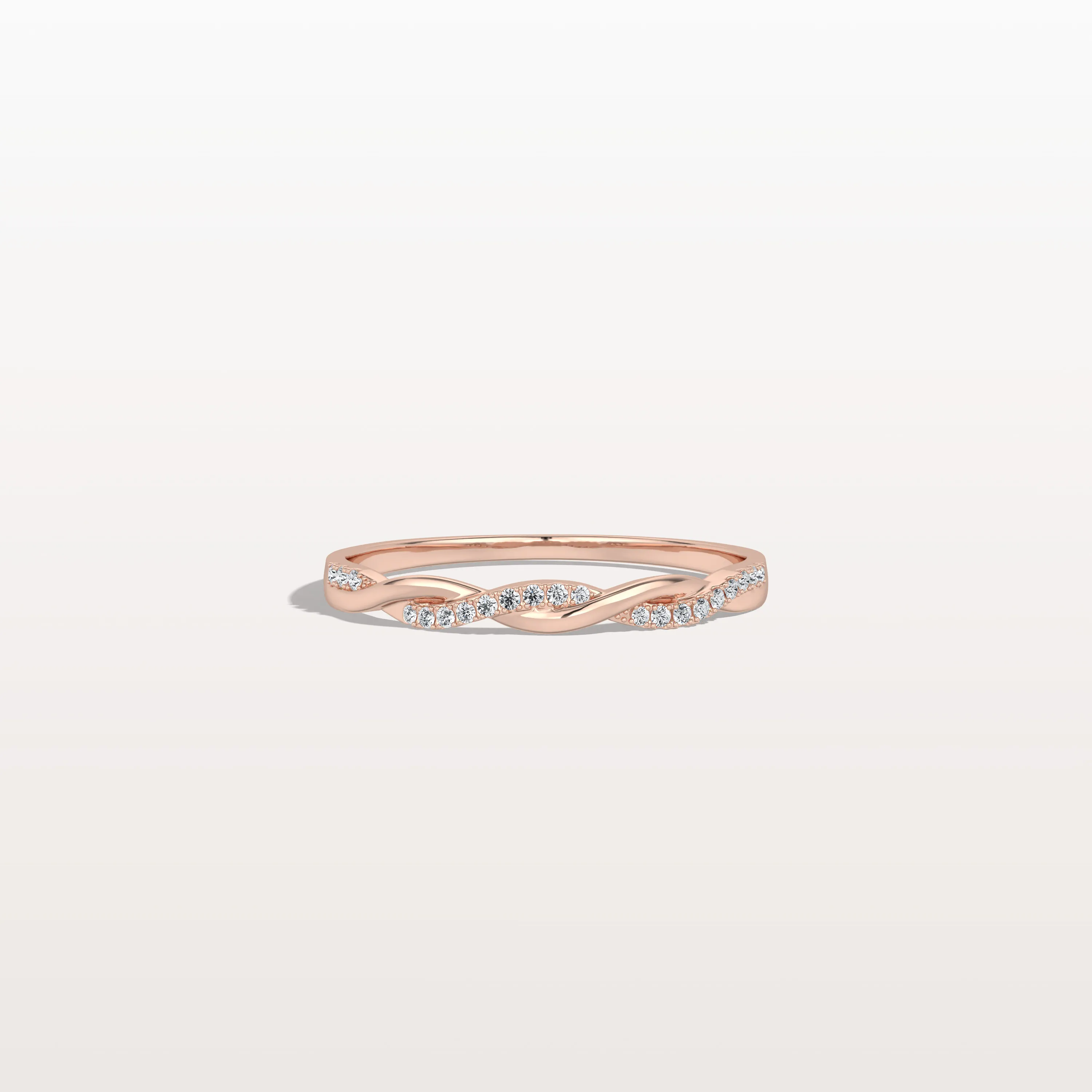 Stackable Pave Twisted Ring-14K Gold/Platinum Wedding Band - Image 12