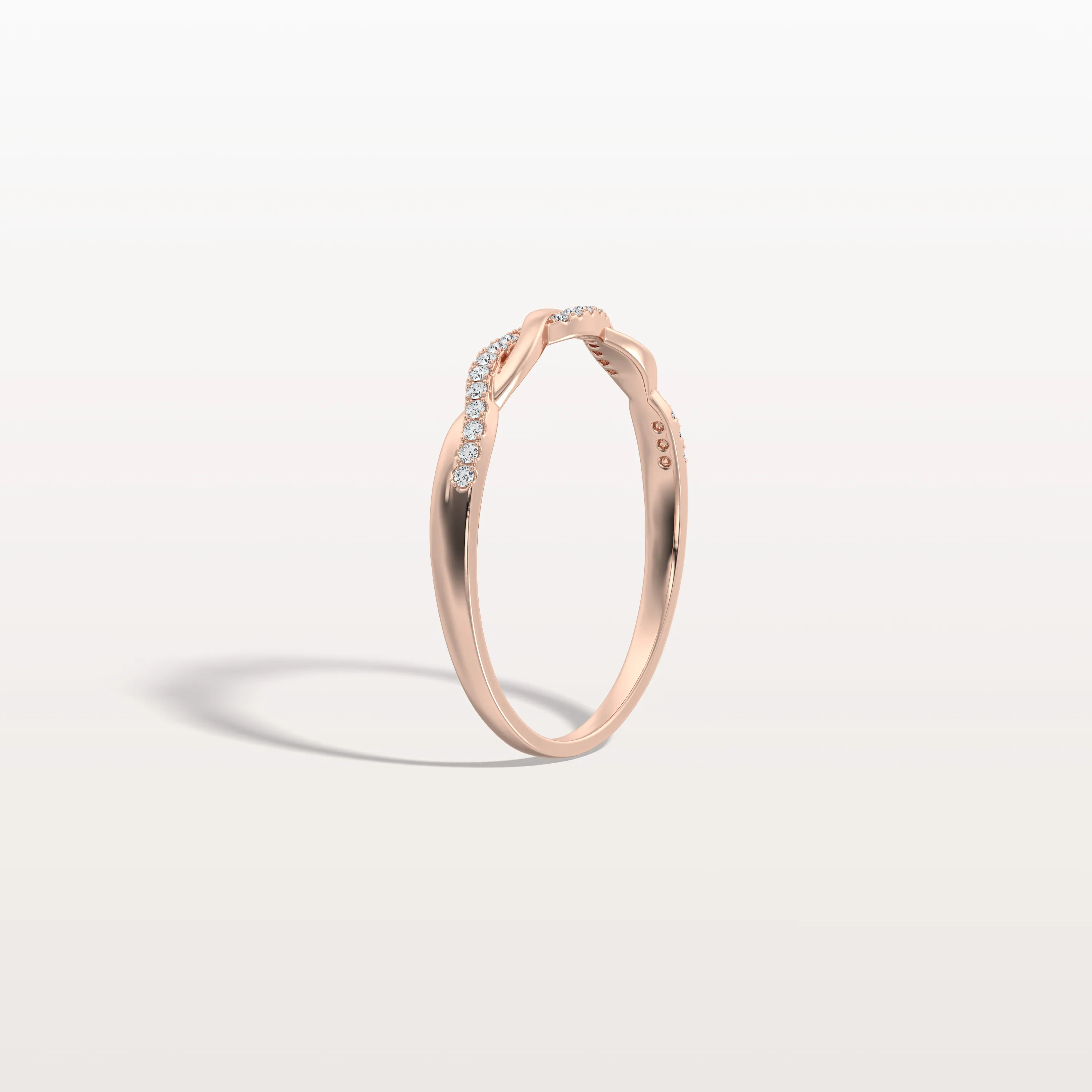 Stackable Pave Twisted Ring-14K Gold/Platinum Wedding Band - Image 15