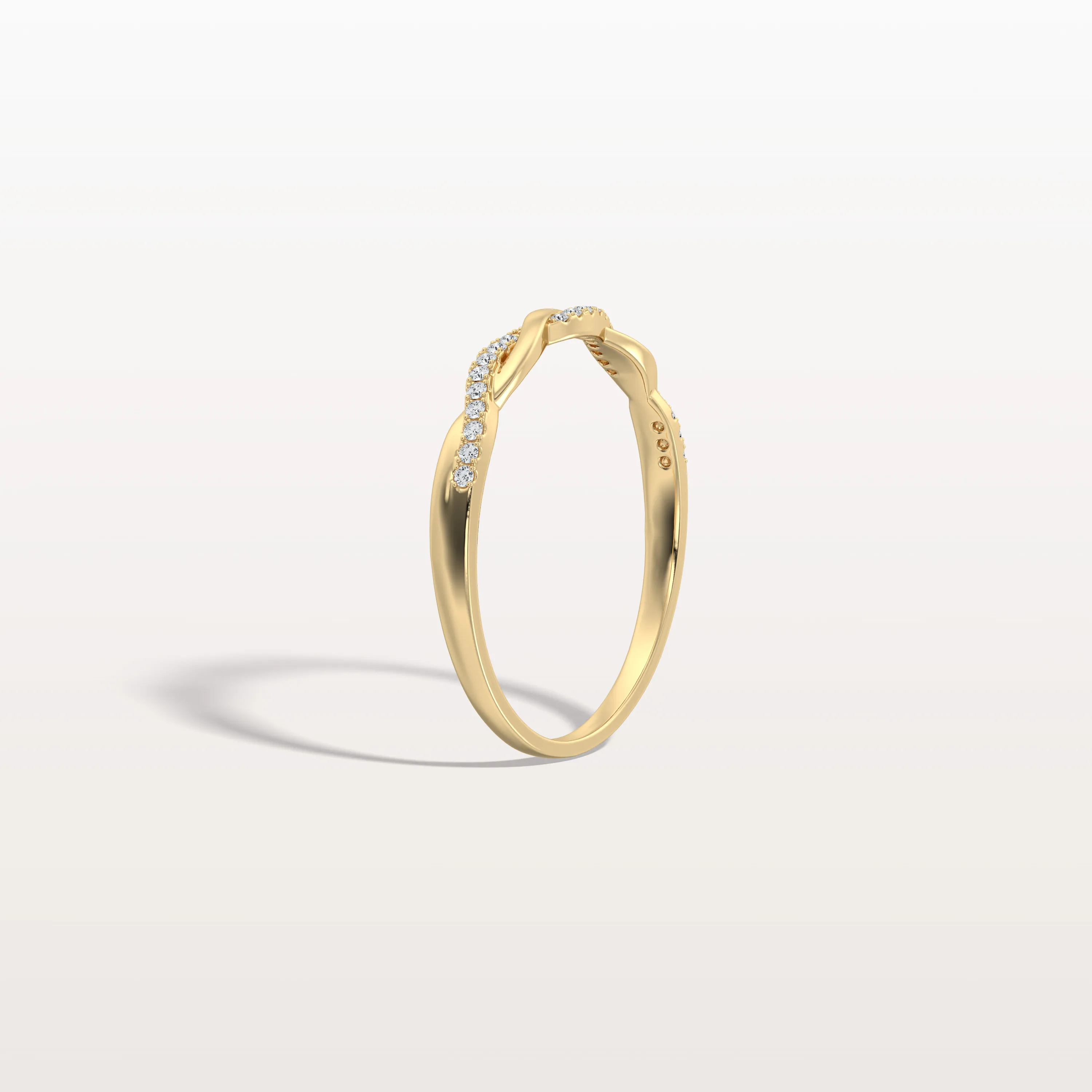 Stackable Pave Twisted Ring-14K Gold/Platinum Wedding Band - Image 4