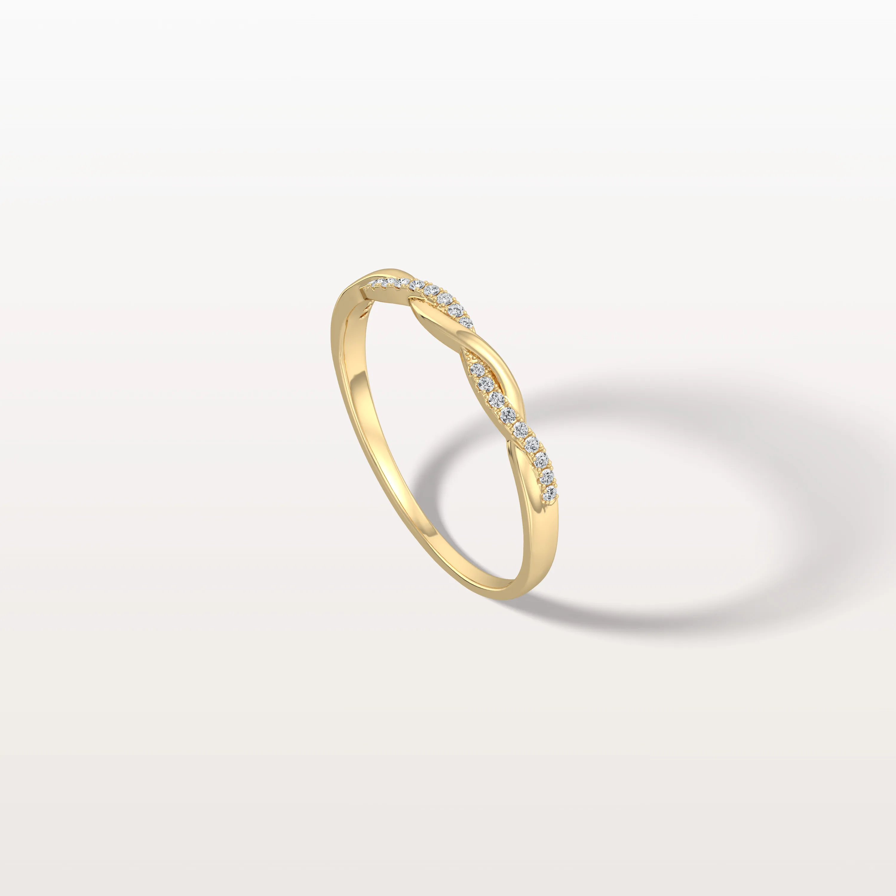 Stackable Pave Twisted Ring-14K Gold/Platinum Wedding Band - Image 5