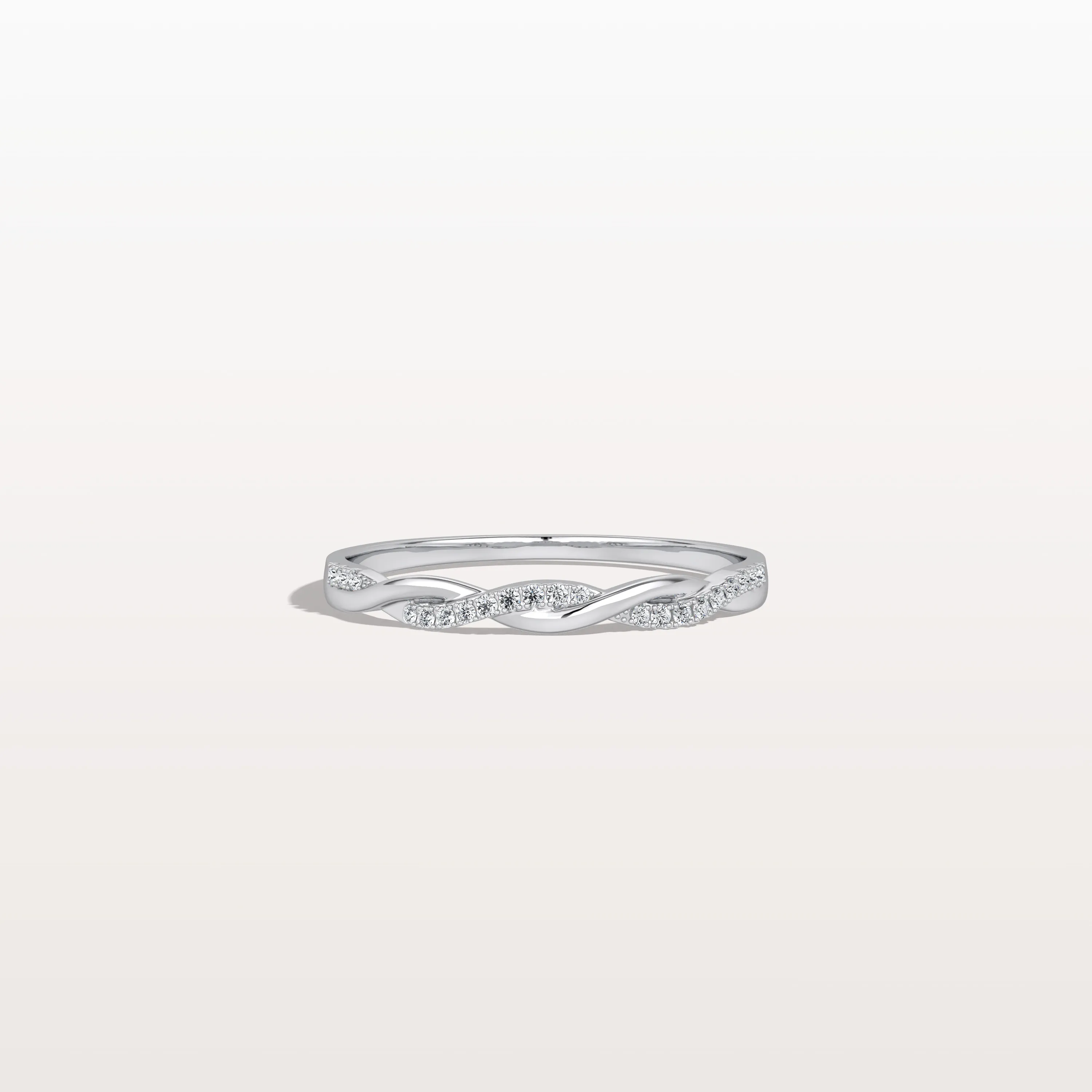 Stackable Pave Twisted Ring-14K Gold/Platinum Wedding Band - Image 7