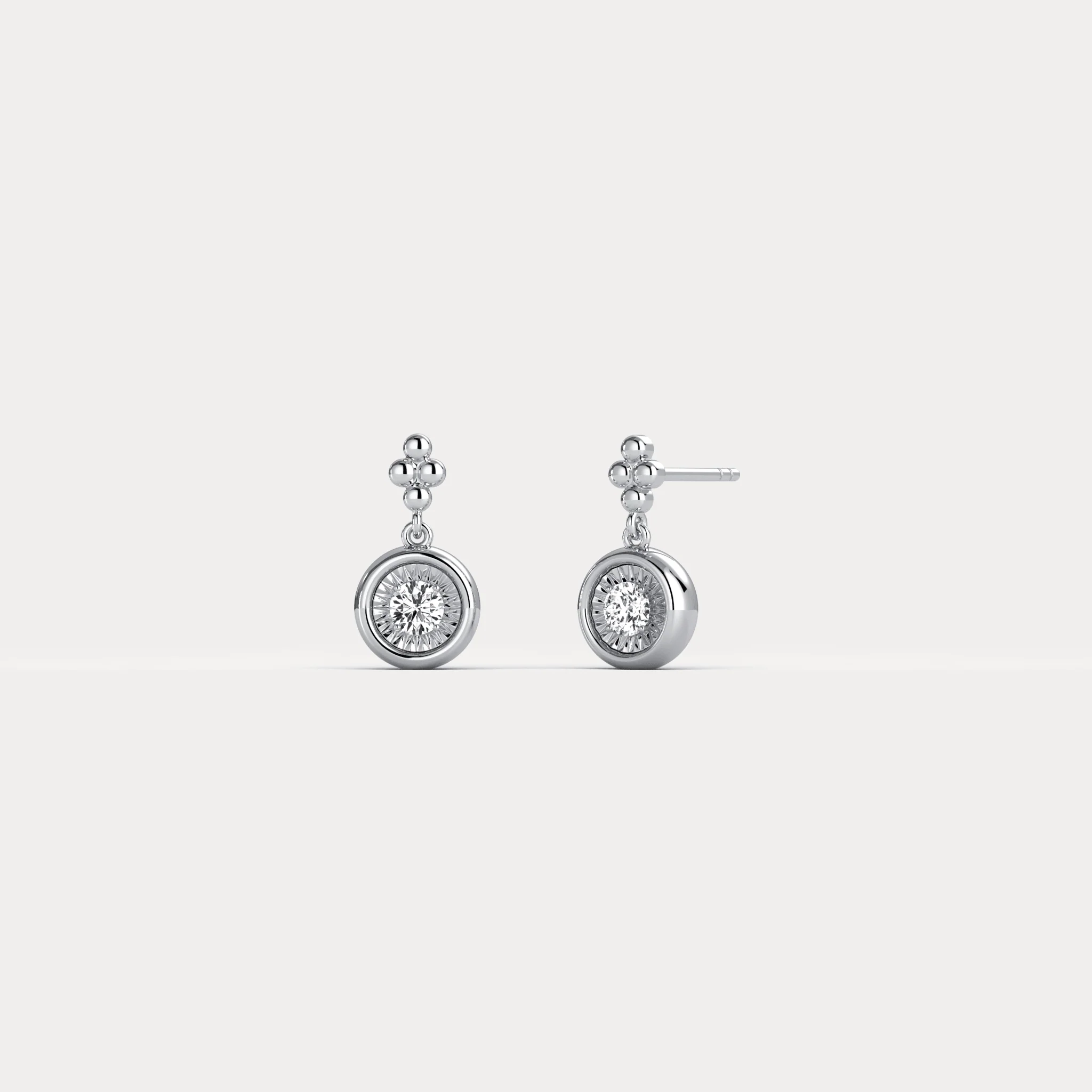 Sterling Silver Bezel Set Drop Earring with Lab-Grown Diamond - Image 12