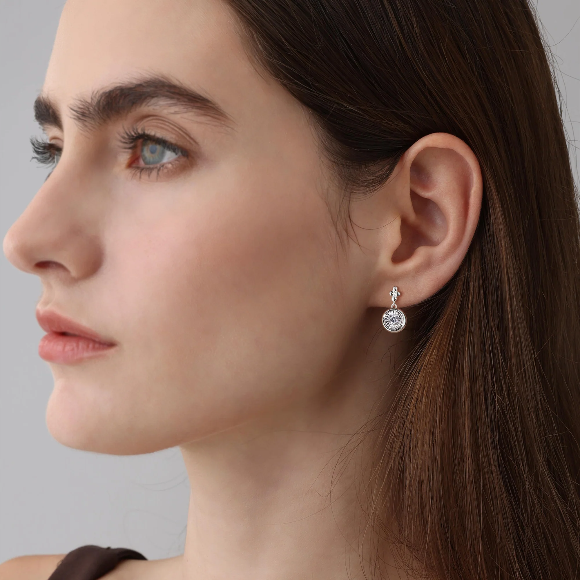 Sterling Silver Bezel Set Drop Earring with Lab-Grown Diamond - Image 13