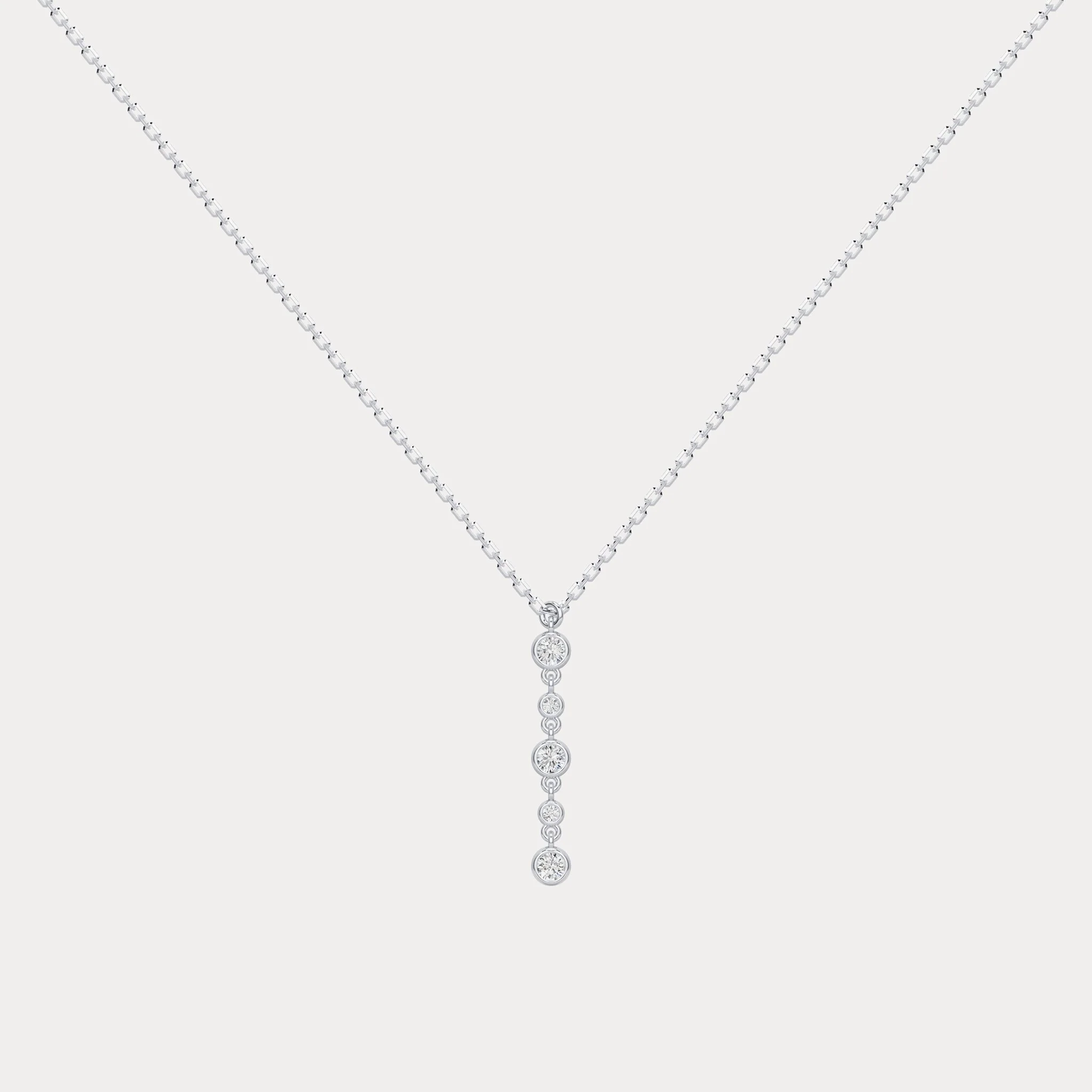 Sterling Silver Bezel Set Lab-Grown Diamond Lariat Necklace