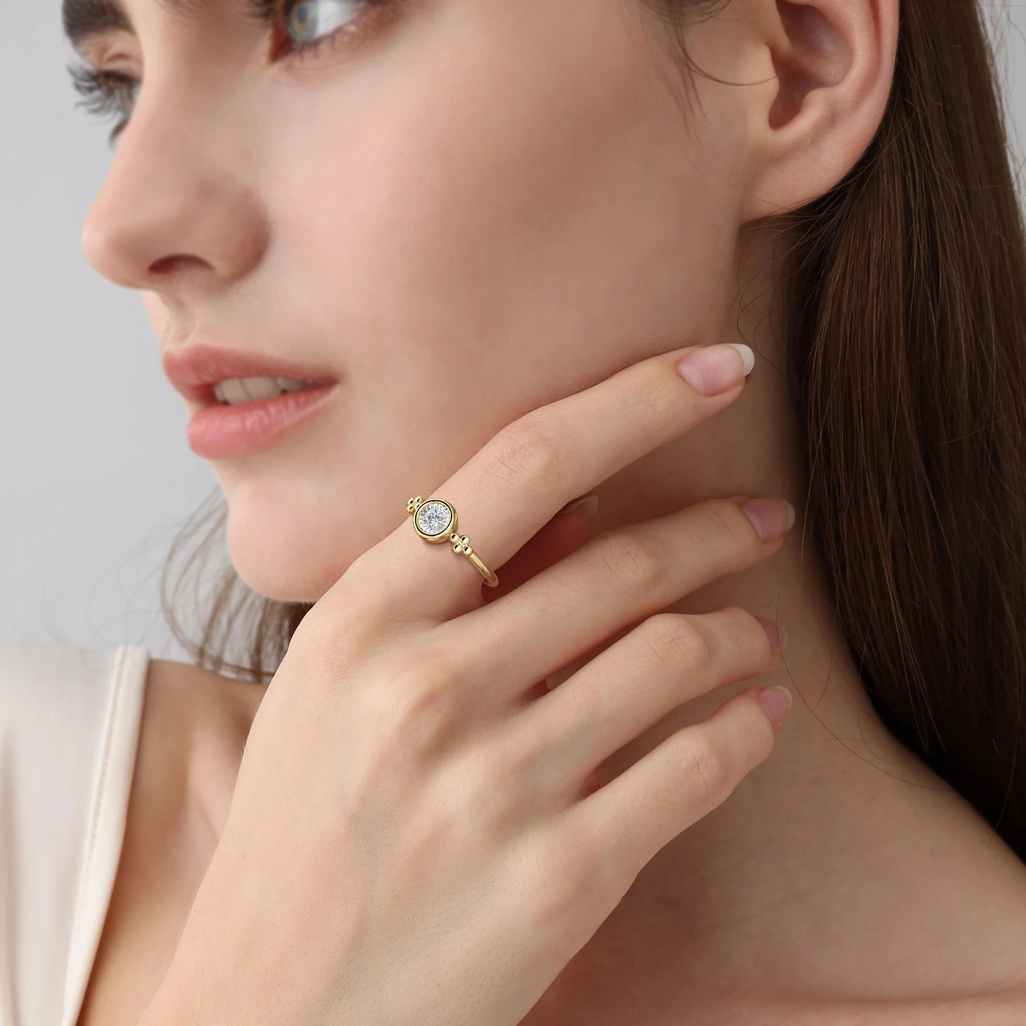Sterling Silver Bezel Set Lab-Grown Diamond Ring - Image 2