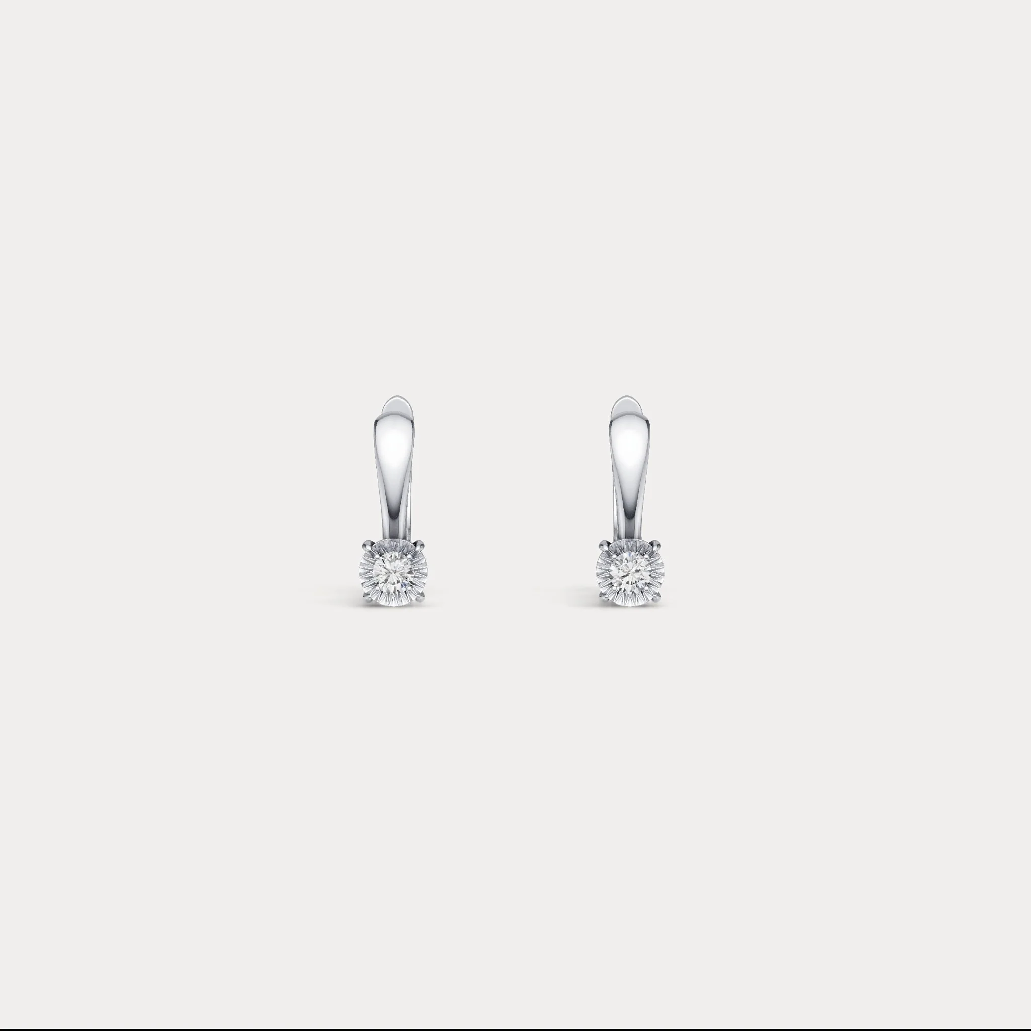 Sterling Silver Huggie Earrings with Lab-Grown Diamonds - Image 10