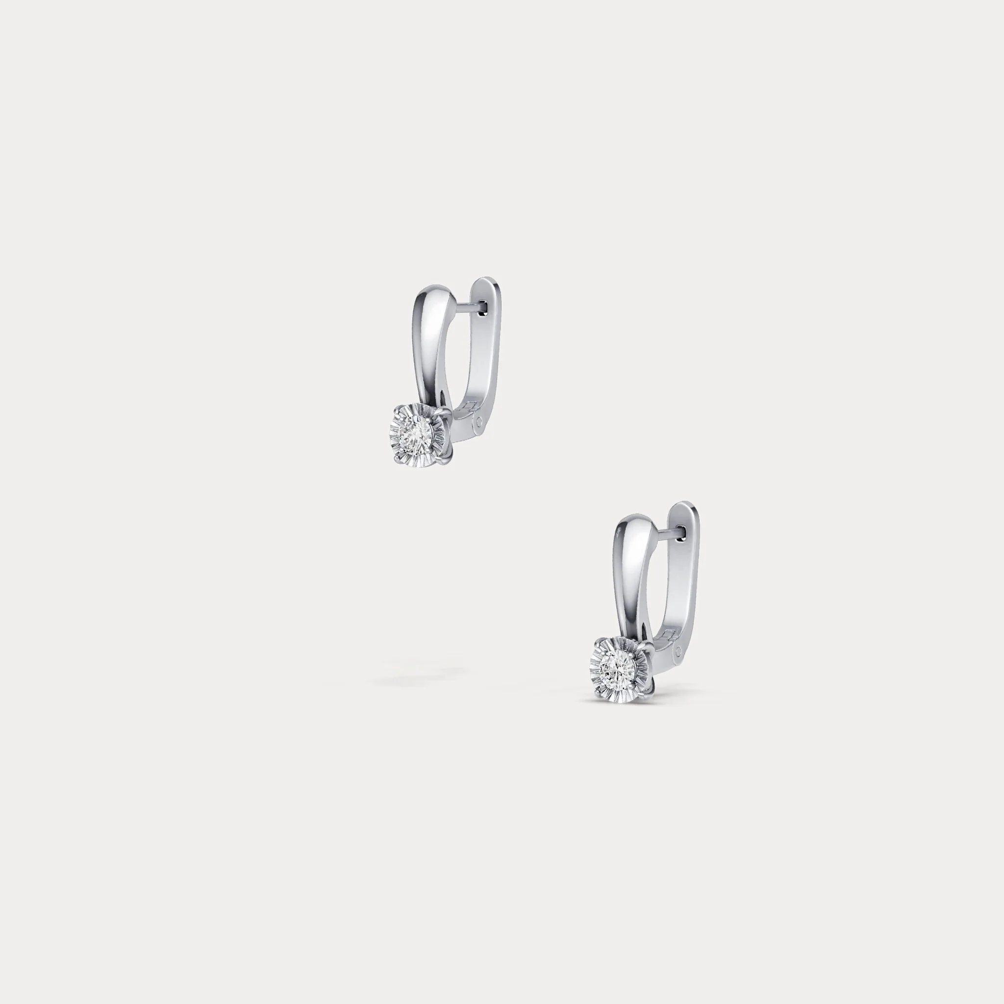 Sterling Silver Huggie Earrings with Lab-Grown Diamonds - Image 11