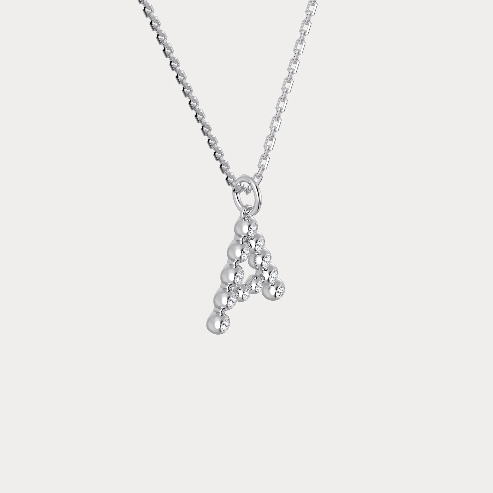 Letter A Initial Necklace Bubble Pendant - Image 12