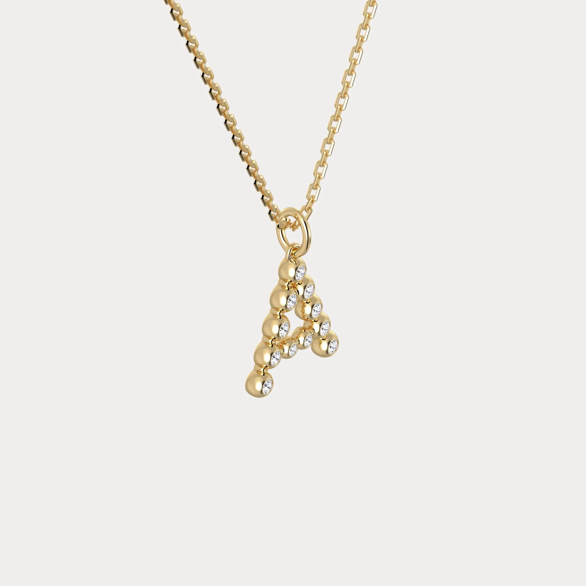 Letter A Initial Necklace Bubble Pendant - Image 5