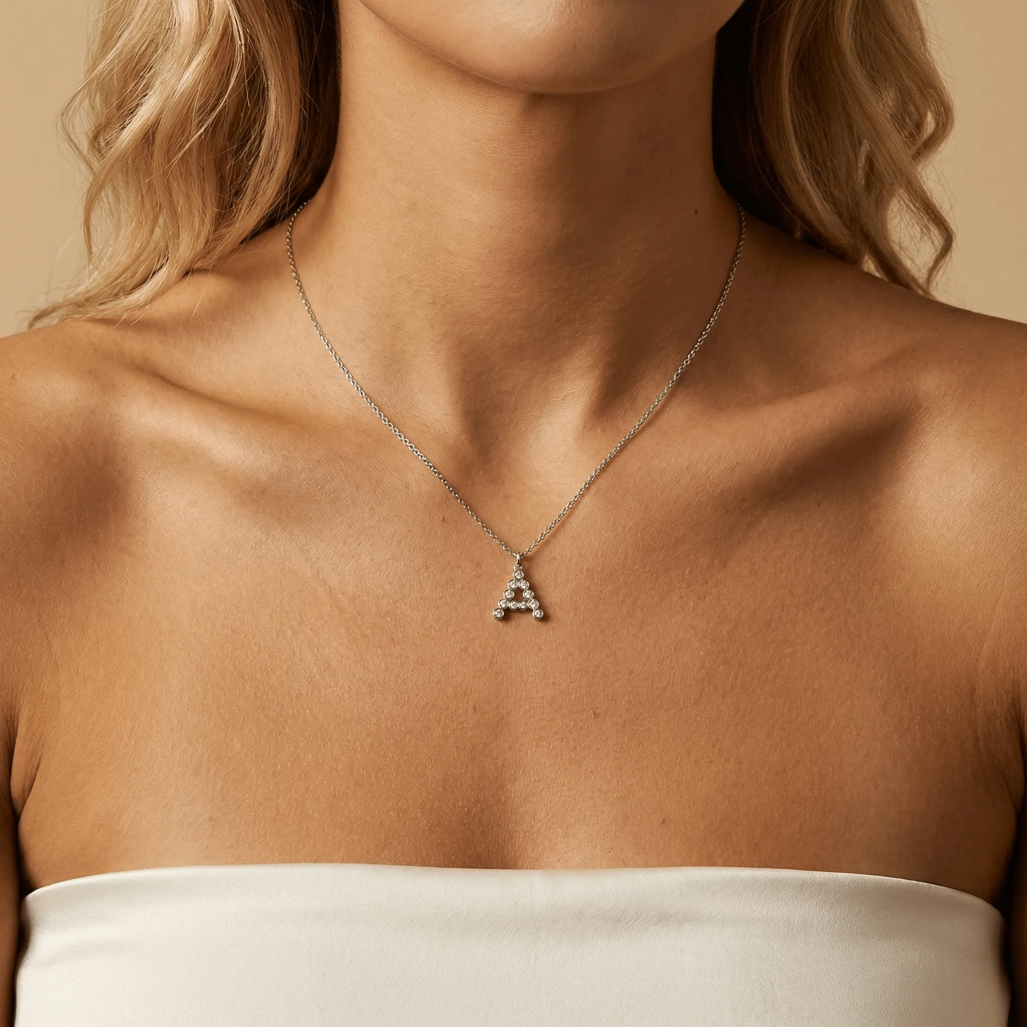 Letter A Initial Necklace Bubble Pendant - Image 9