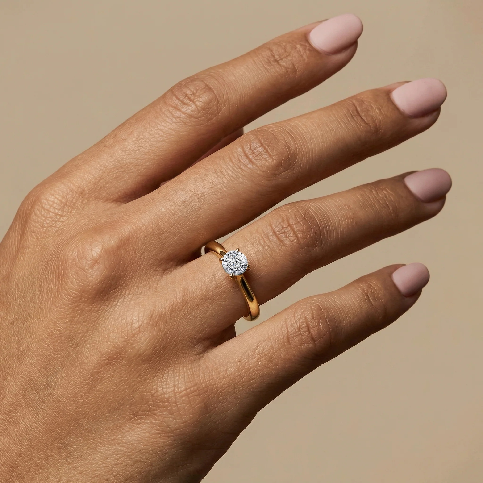 Sterling Silver Prong Round Lab-grown Diamond Ring - Image 2