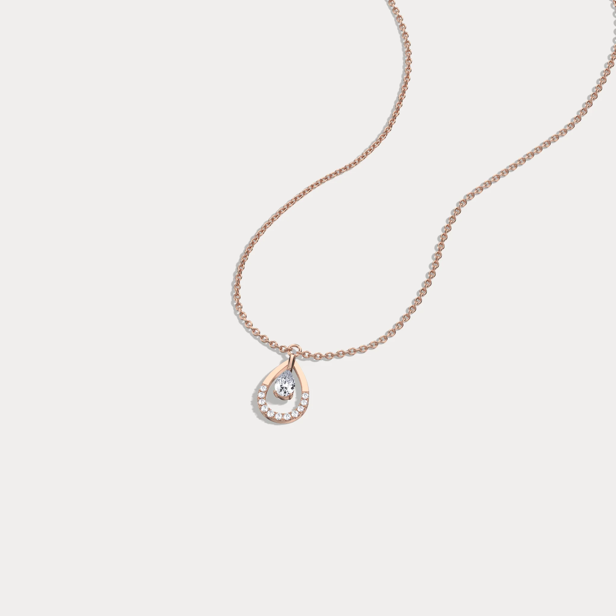 Teardrop Lab Diamond Pendant Necklace In 14K Solid Gold/Platinum - Image 22