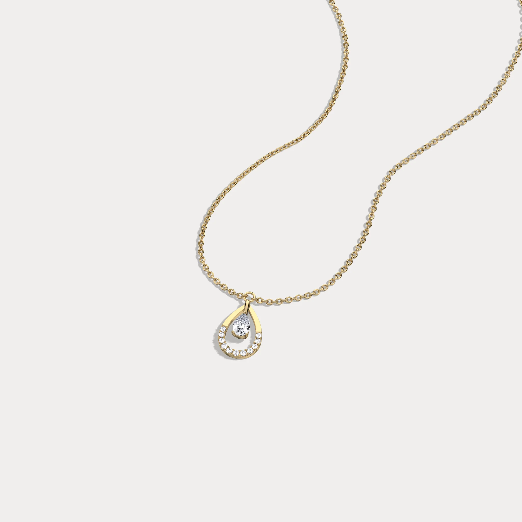 Teardrop Lab Diamond Pendant Necklace In 14K Solid Gold/Platinum - Image 7