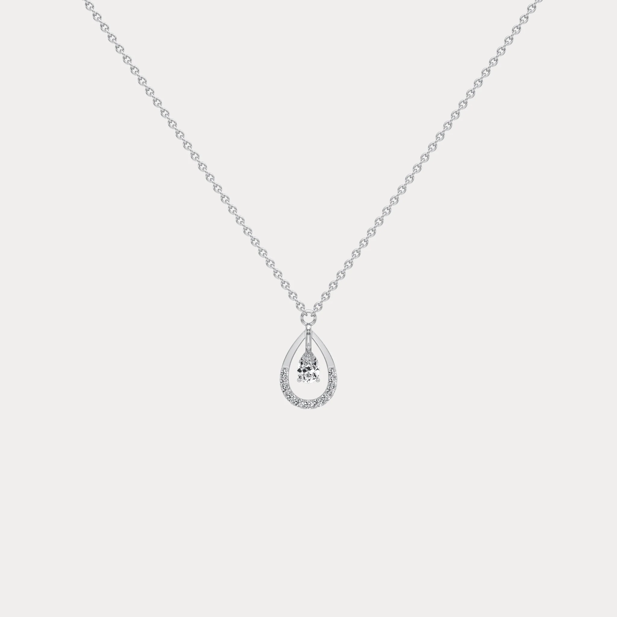 Teardrop Lab Diamond Pendant Necklace In 14K Solid Gold/Platinum - Image 9