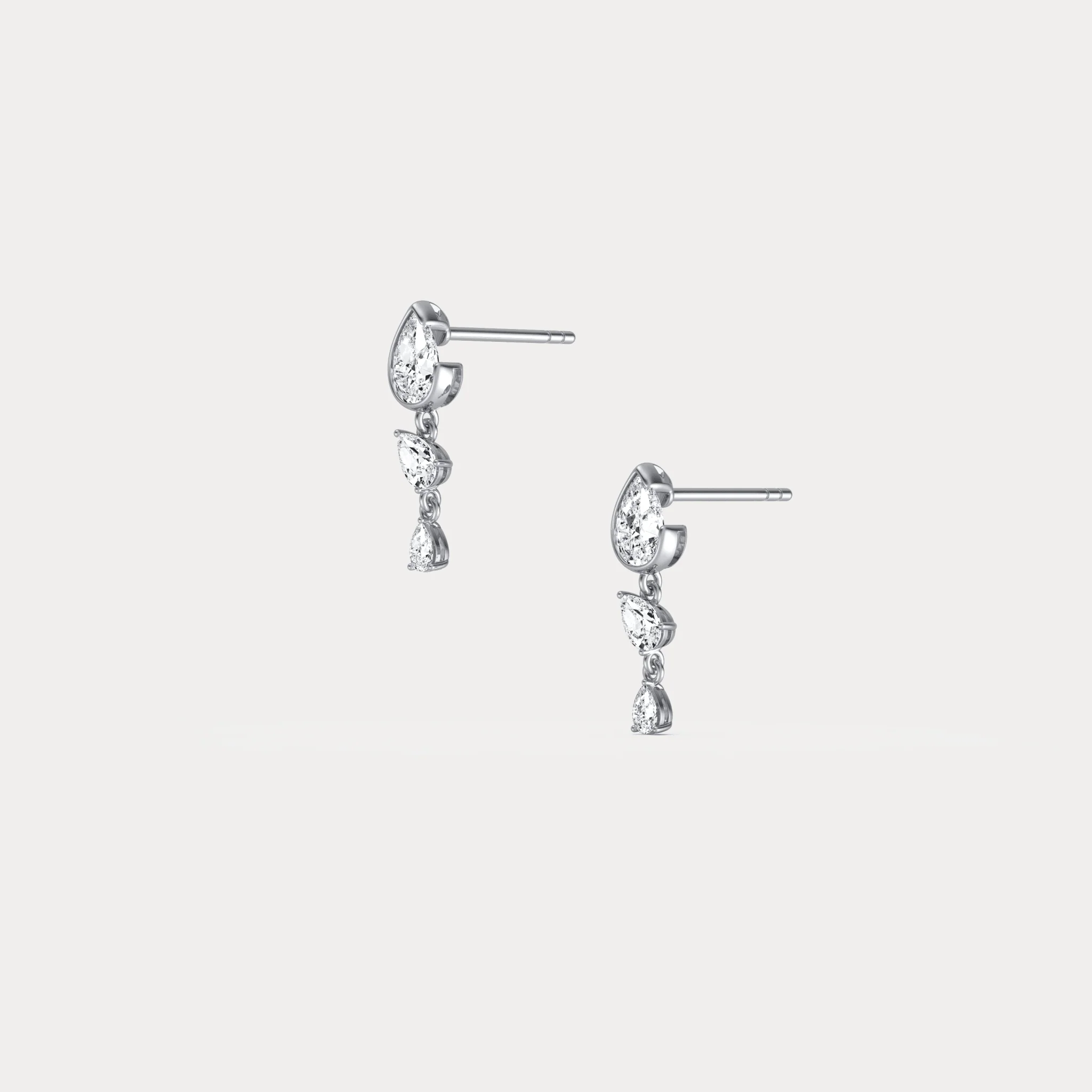 Triple Pear Lab-Grown Diamond Drop Earrings in 14K Solid Gold/Platinum - Image 24