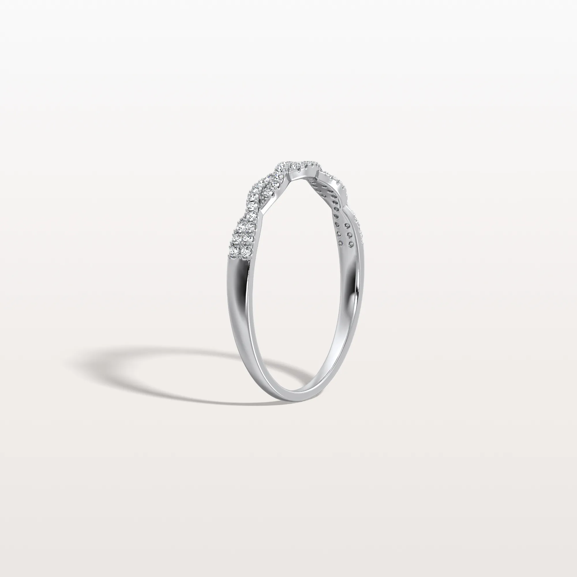 Twisted Pave Wedding Band-Stackable 14K Gold/Platinum Ring - Image 15