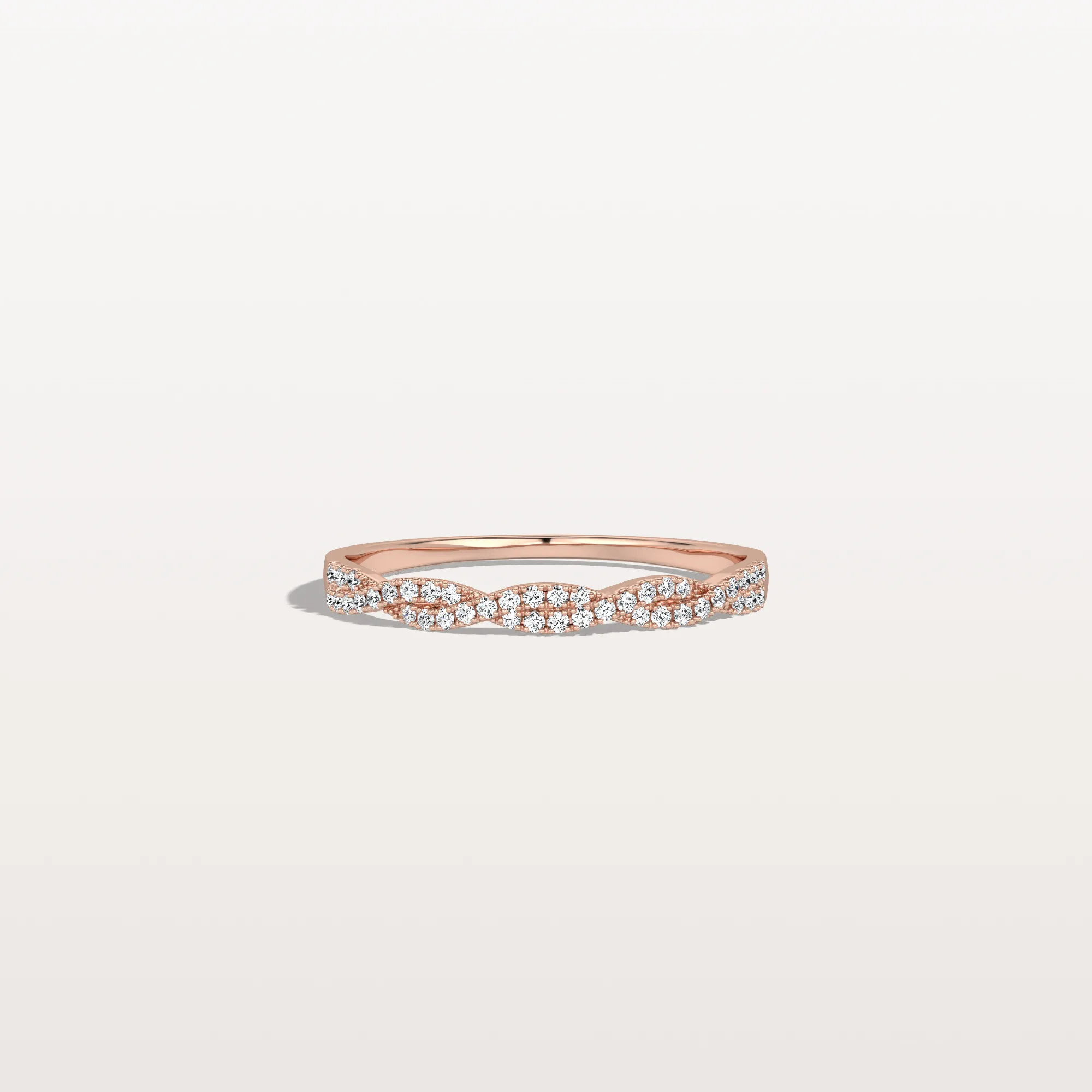 Twisted Pave Wedding Band-Stackable 14K Gold/Platinum Ring - Image 16