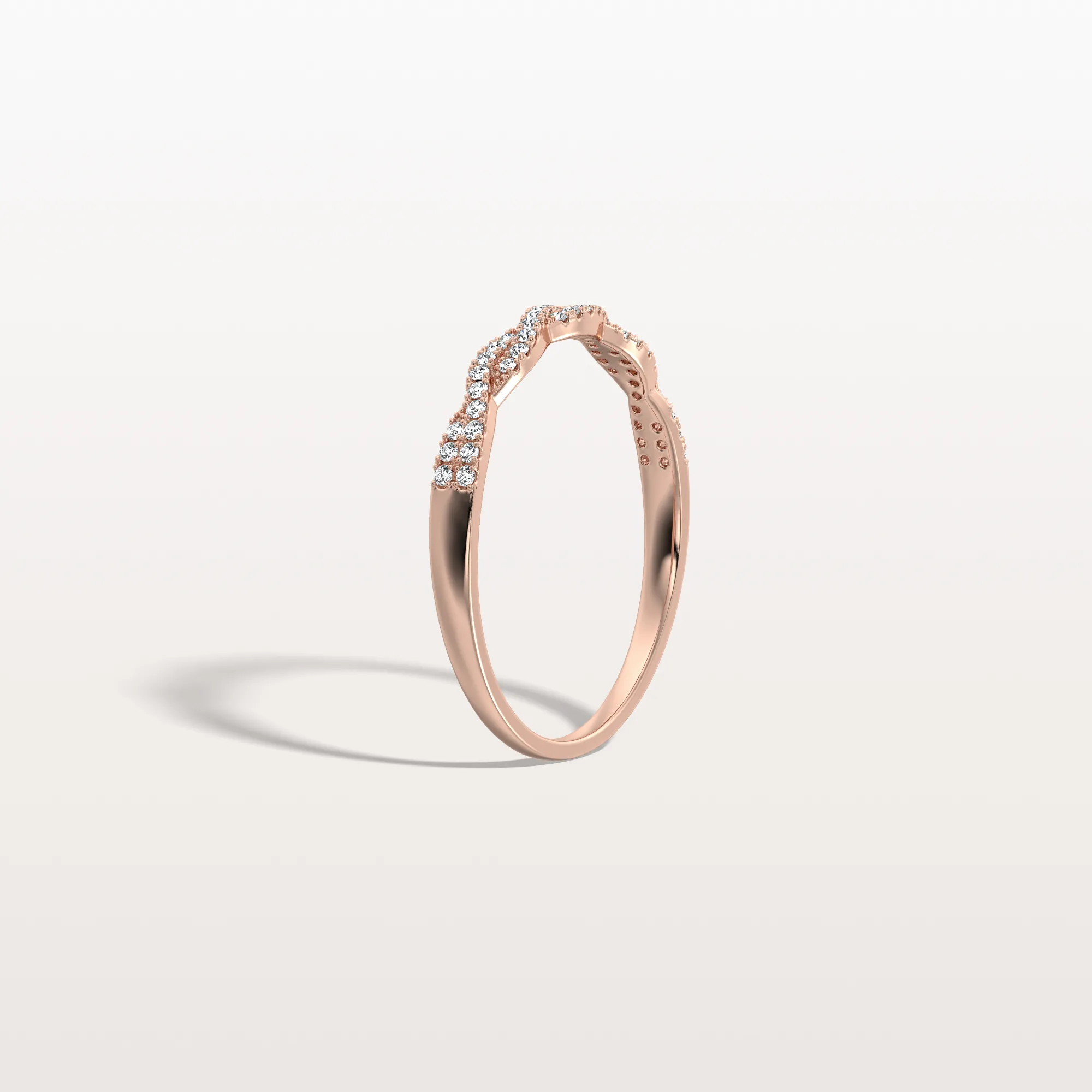 Twisted Pave Wedding Band-Stackable 14K Gold/Platinum Ring - Image 20