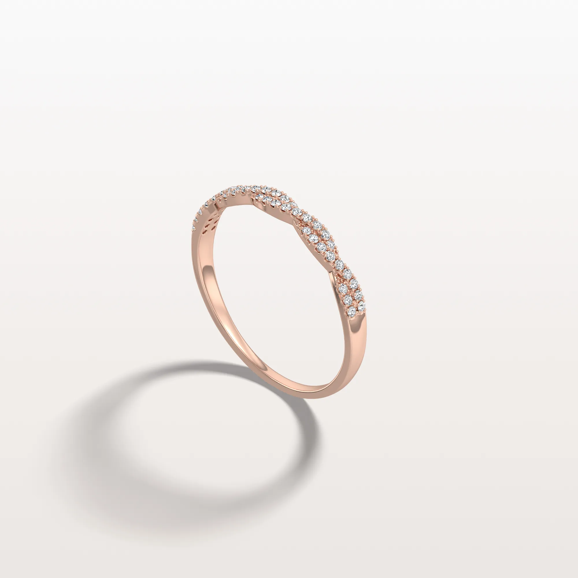 Twisted Pave Wedding Band-Stackable 14K Gold/Platinum Ring - Image 22