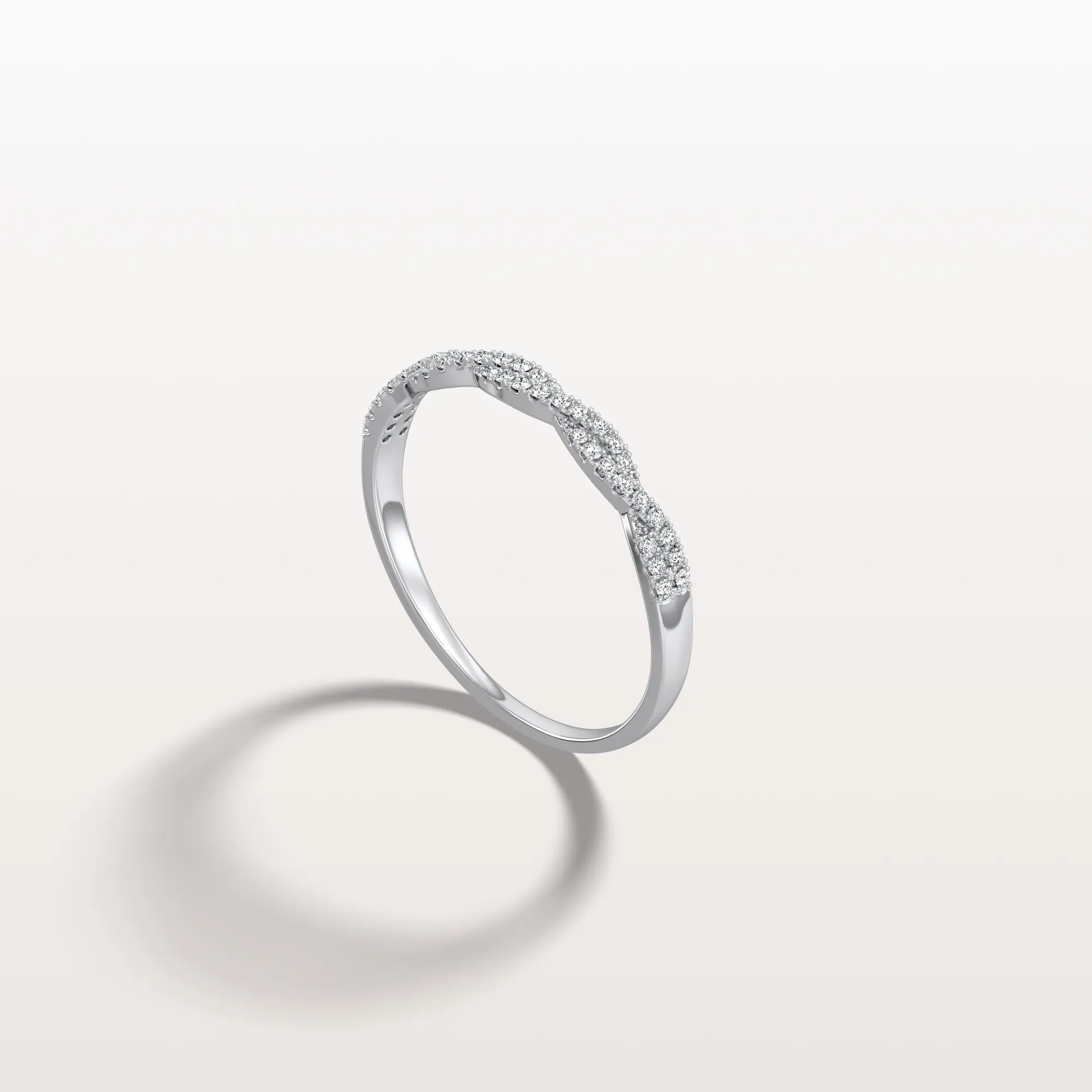 Twisted Pave Wedding Band-Stackable 14K Gold/Platinum Ring - Image 28