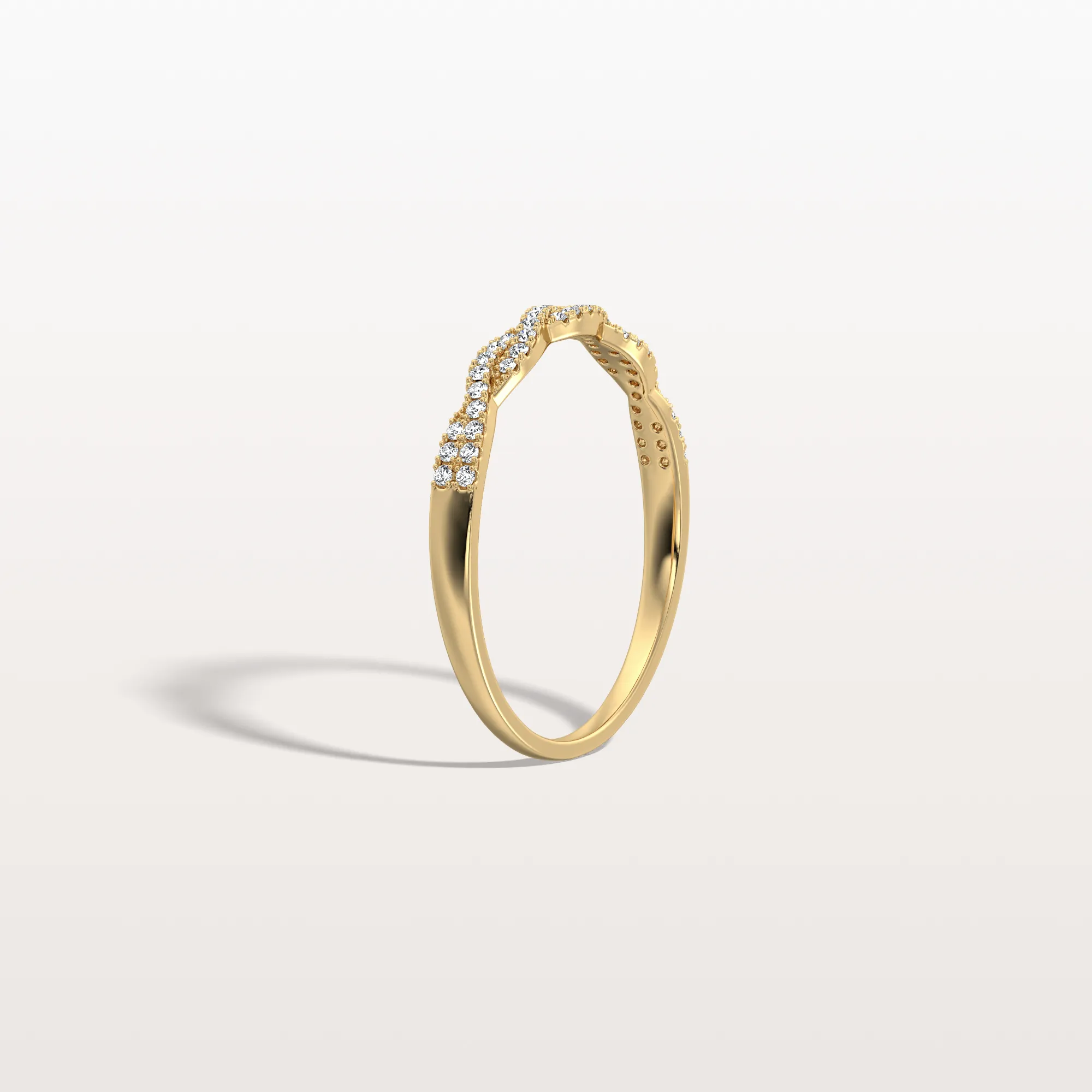 Twisted Pave Wedding Band-Stackable 14K Gold/Platinum Ring - Image 5