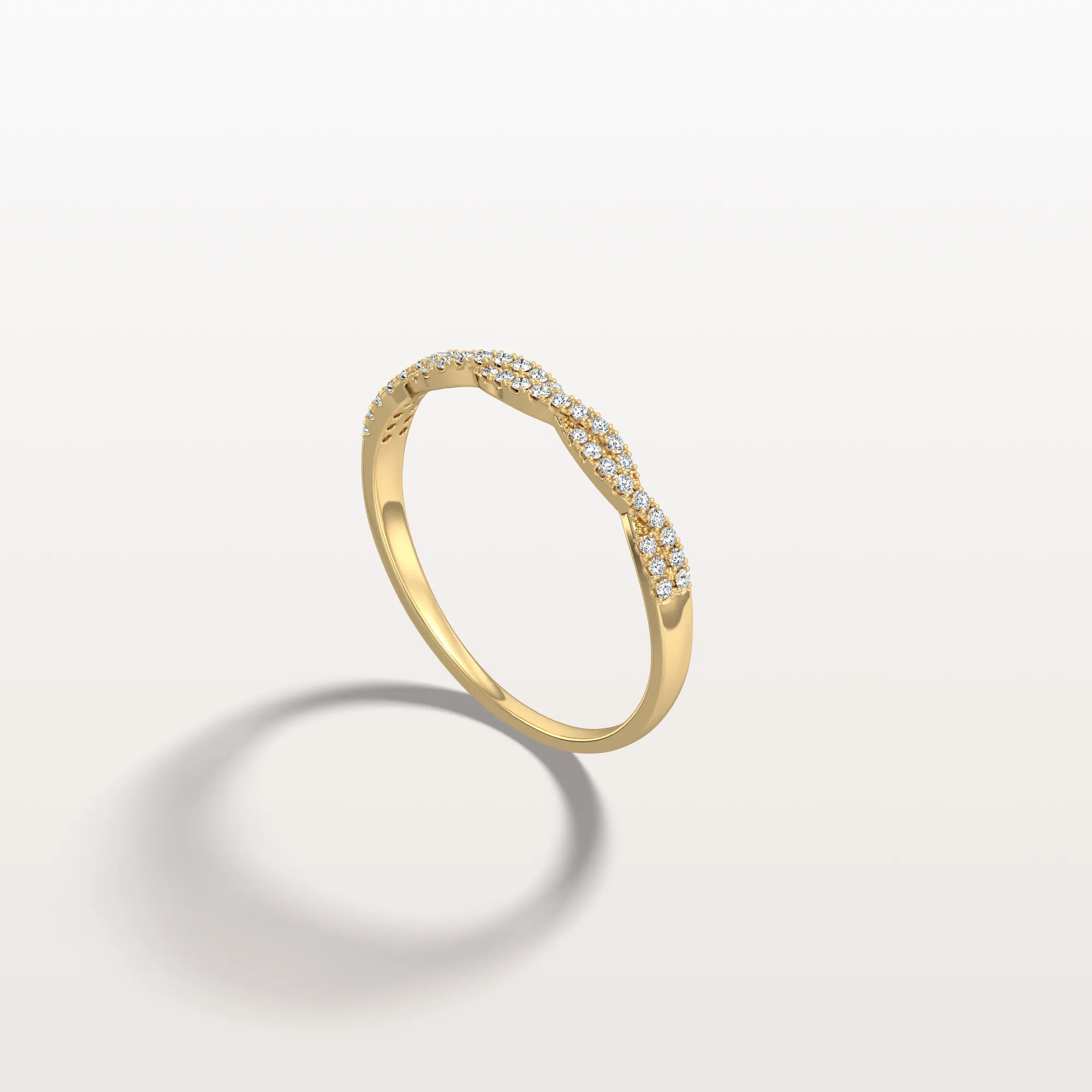 Twisted Pave Wedding Band-Stackable 14K Gold/Platinum Ring - Image 7