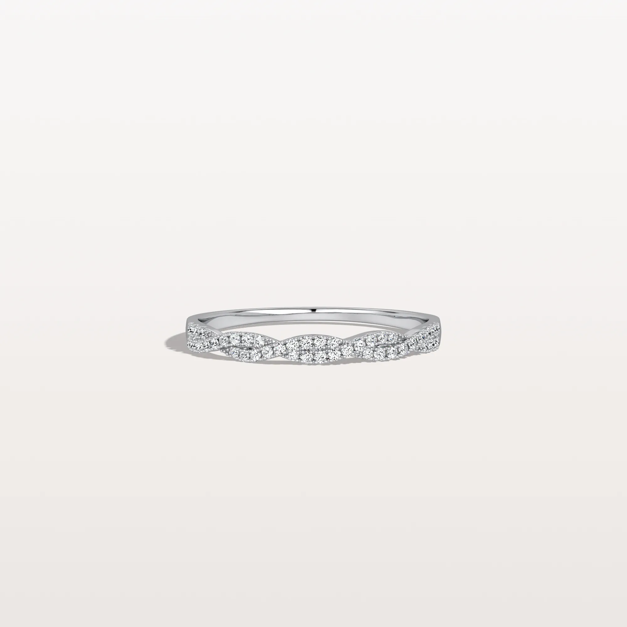 Twisted Pave Wedding Band-Stackable 14K Gold/Platinum Ring - Image 9