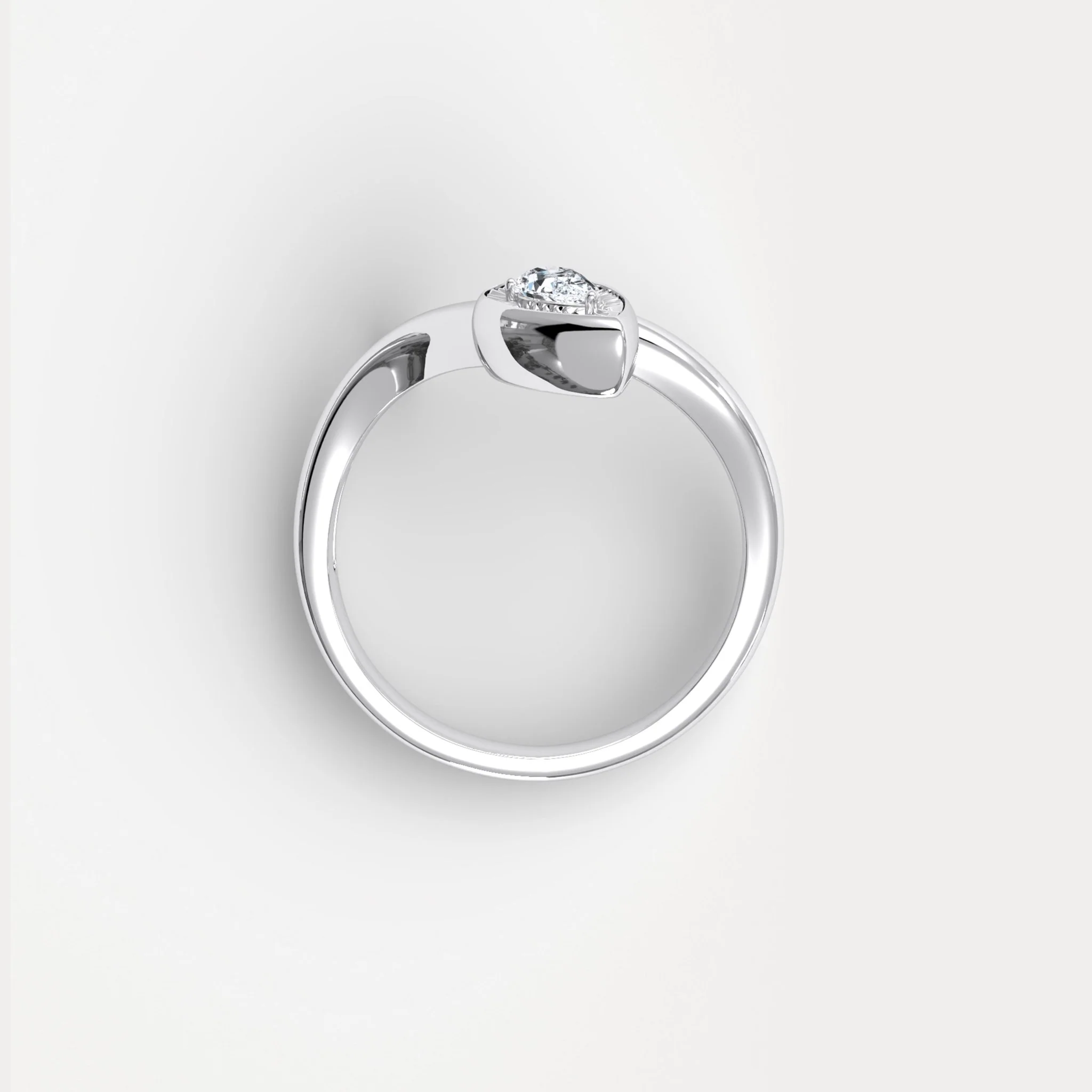 Wave Bezel Pear Diamond Ring in Sterling Silver - Image 10