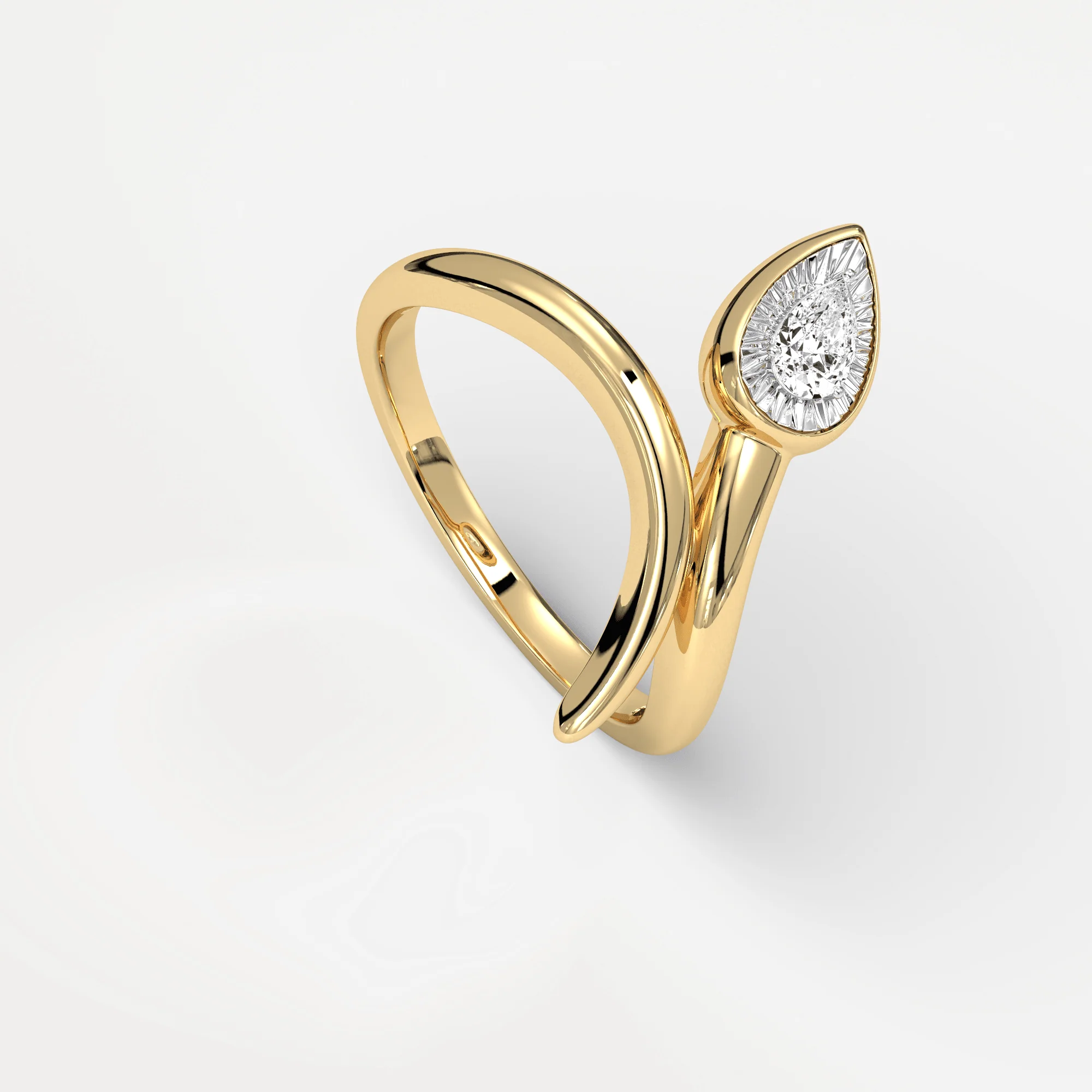 Wave Bezel Pear Diamond Ring in Sterling Silver - Image 3