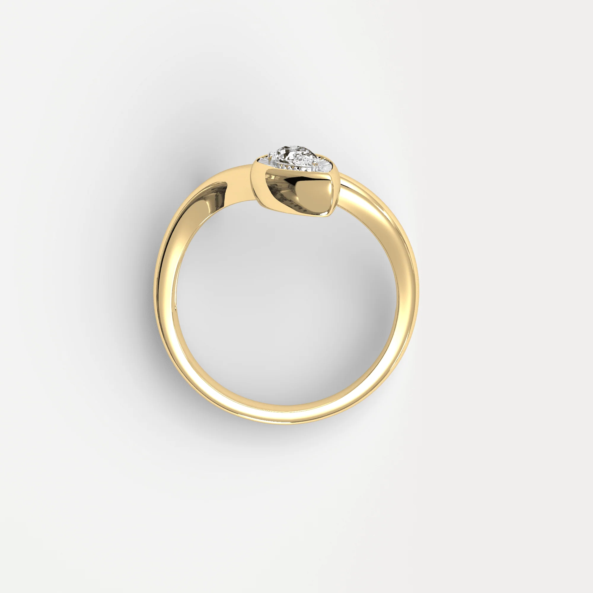 Wave Bezel Pear Diamond Ring in Sterling Silver - Image 4